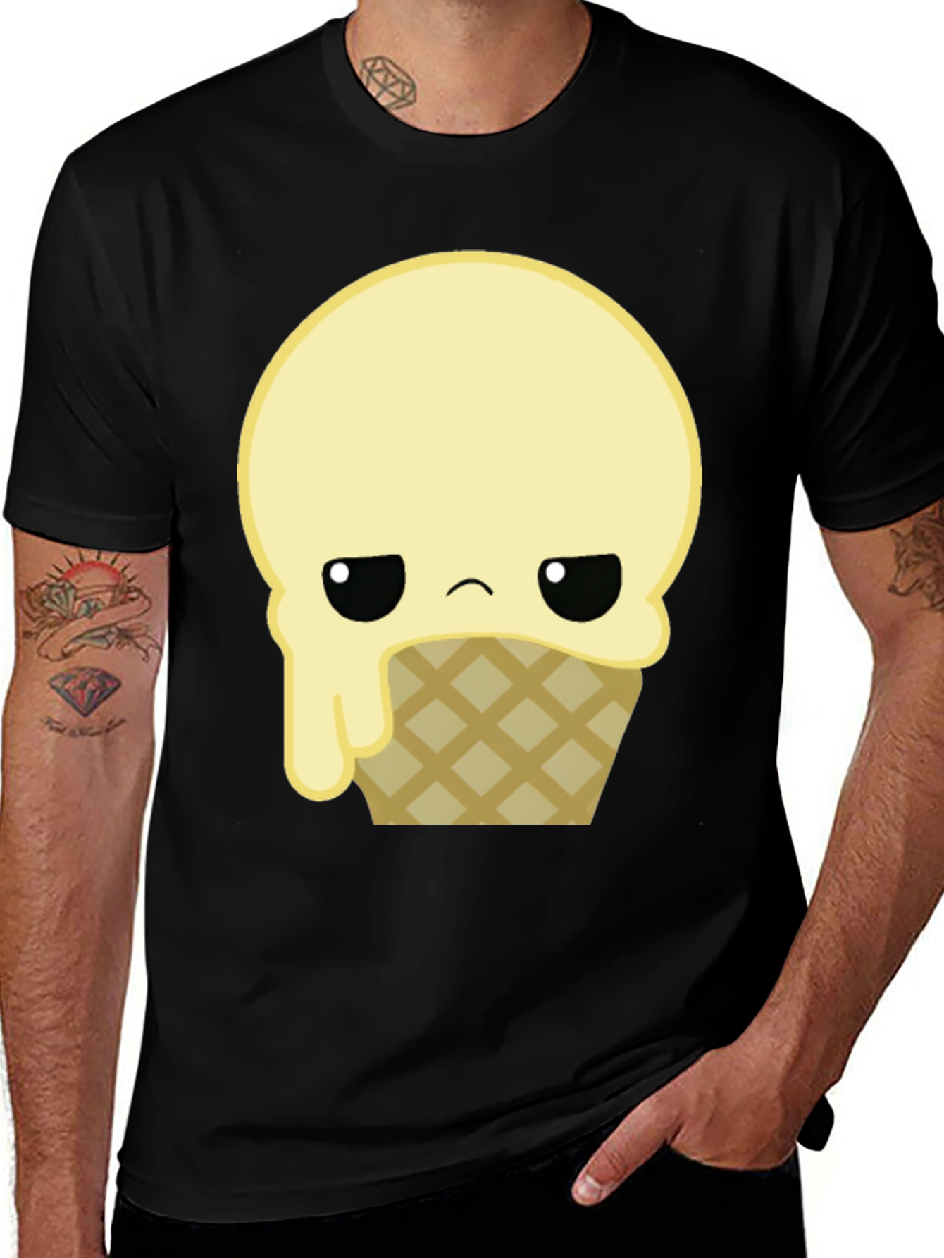 Black Sad Ice Cream Graphic T-Shirt main image