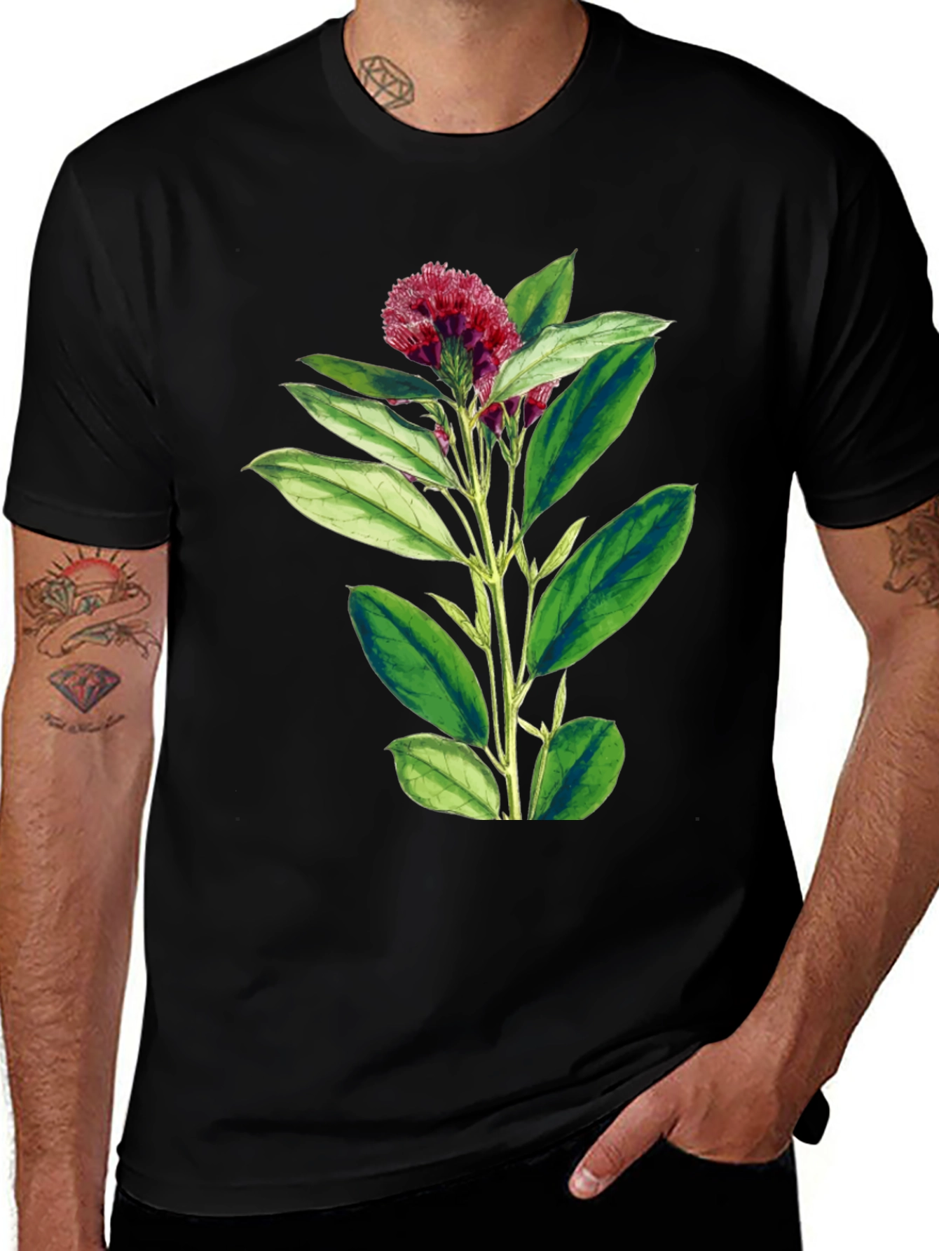 Variant 15 of Botanical Print Black T-Shirt