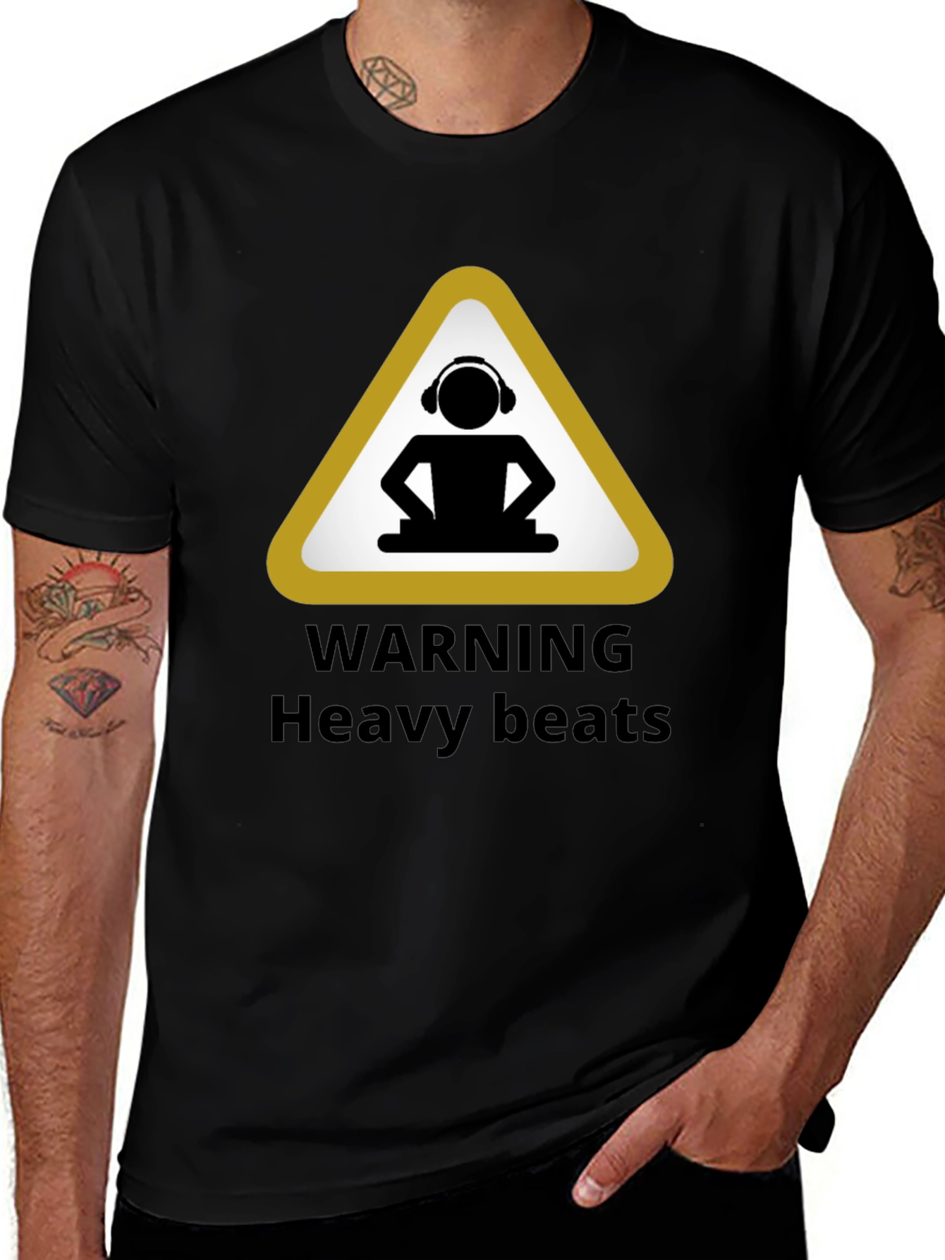 Variant 27 of Warning Heavy Beats Black T-Shirt