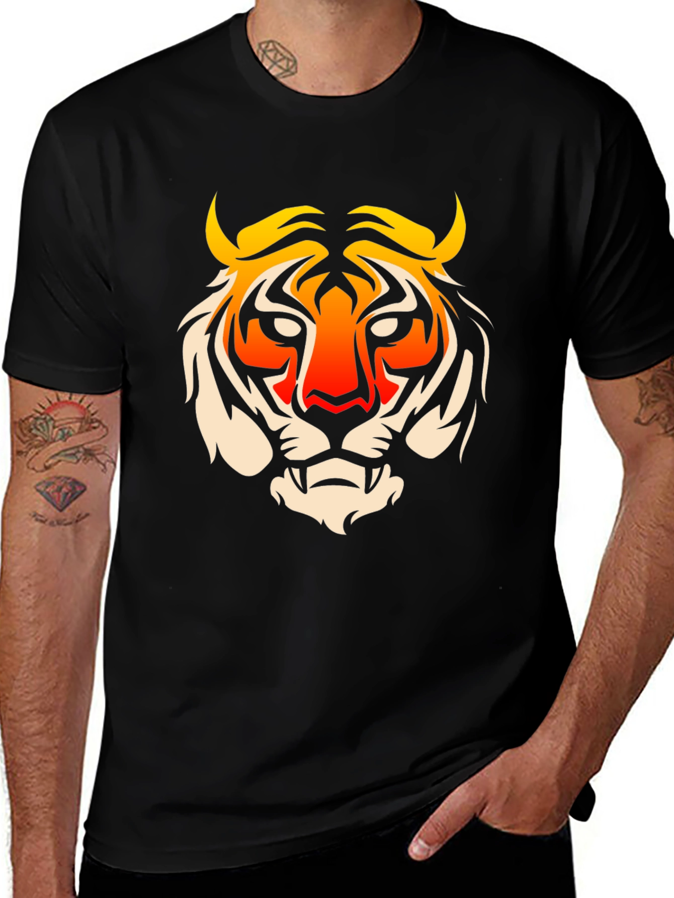 Variant 8 of Bold Tiger Graphic Tee - Men's Black T-Shirt