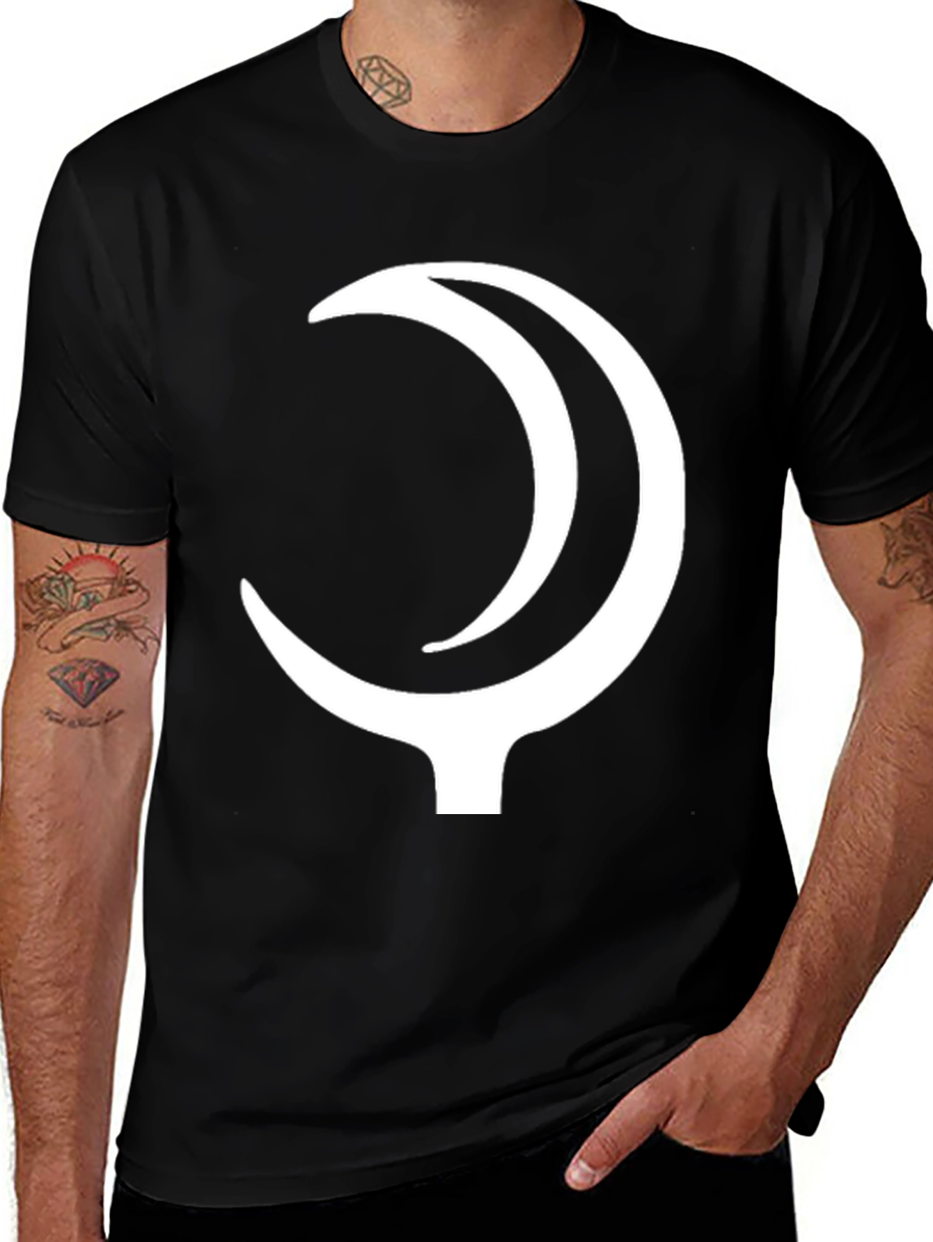 Variant 6 of Black T-Shirt with Crescent Moon Design