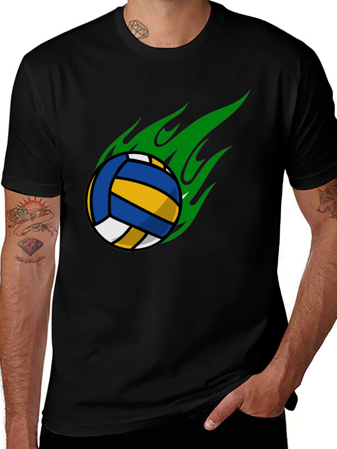 Variant 20 of Volleyball Flame Graphic T-Shirt - Black