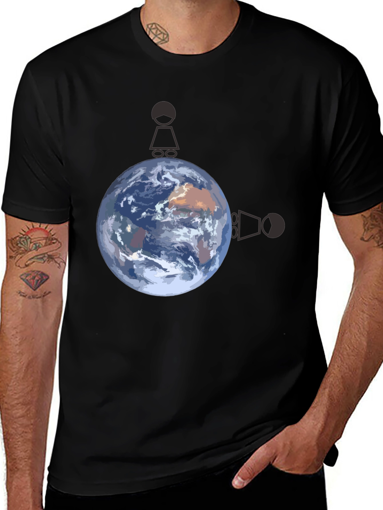 Earth Balance Graphic Tee - Black Cotton T-Shirt