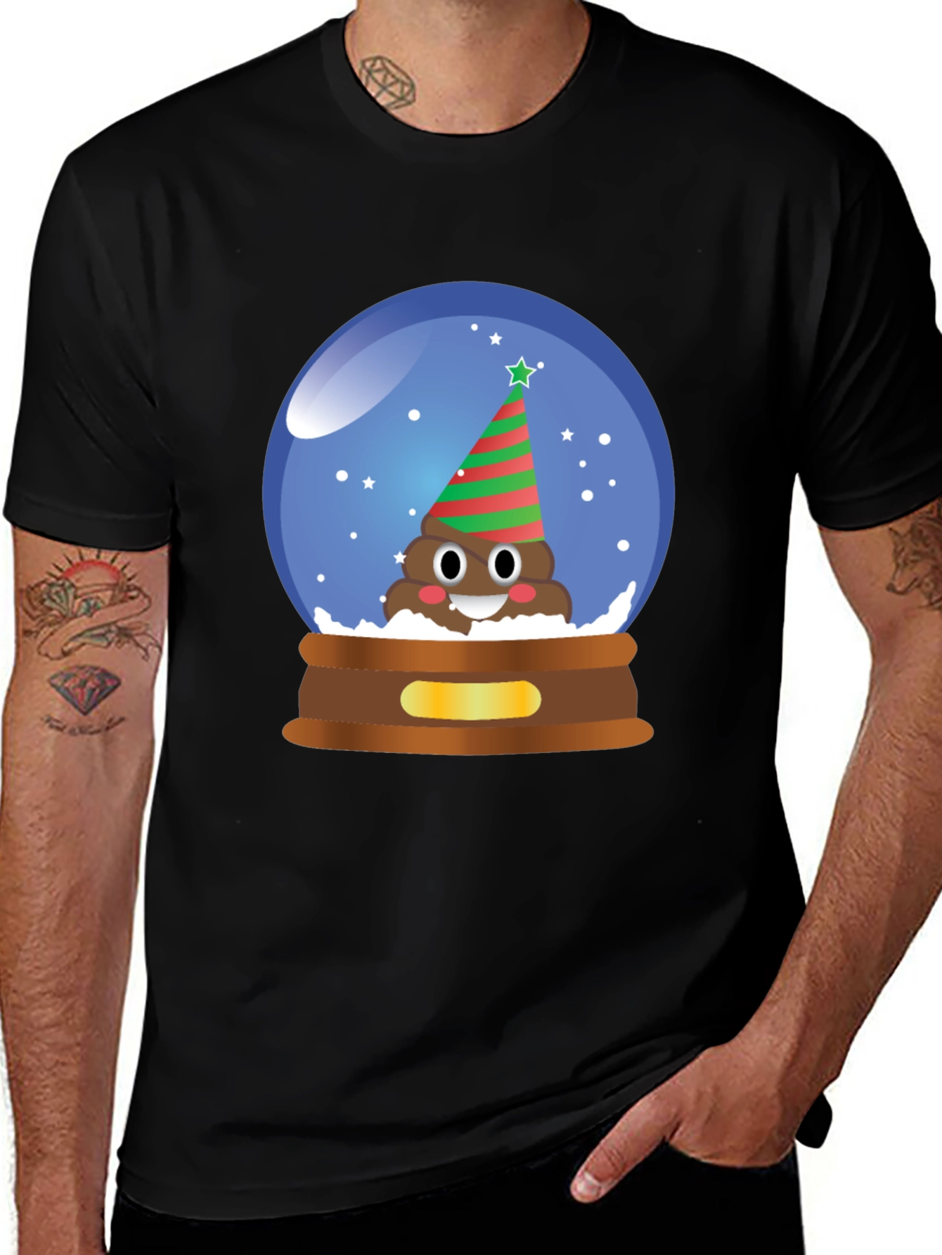 Variant 23 of Novelty Poop Emoji Christmas Snow Globe T-Shirt