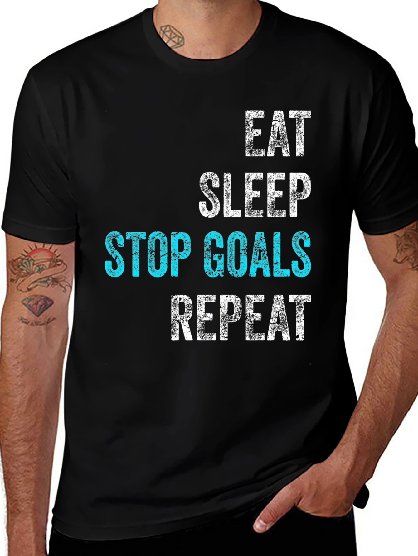 Variant 2 of Eat Sleep Stop Goals Repeat Graphic Tee