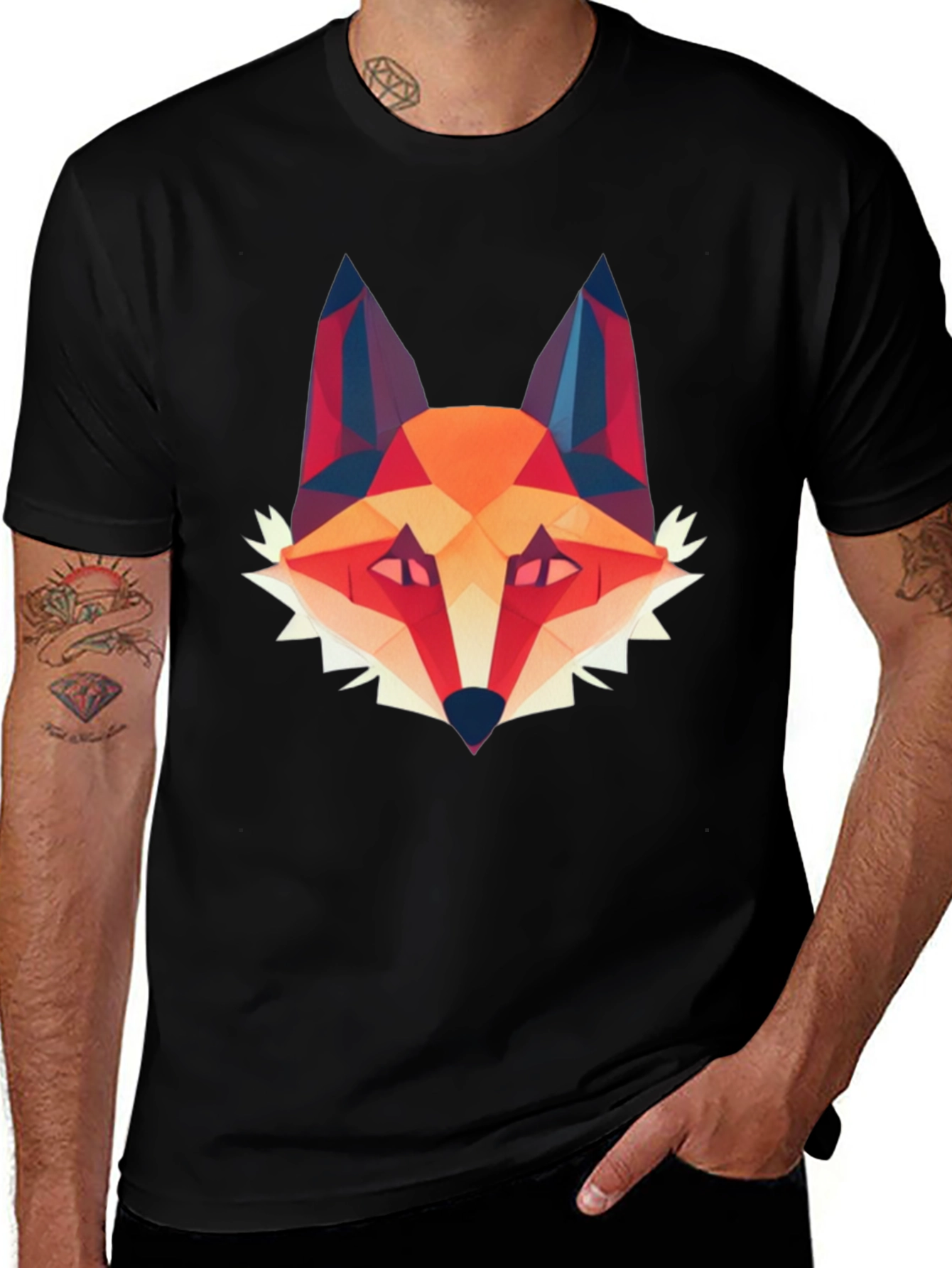 Variant 9 of Geometric Fox Graphic T-Shirt - Modern Design