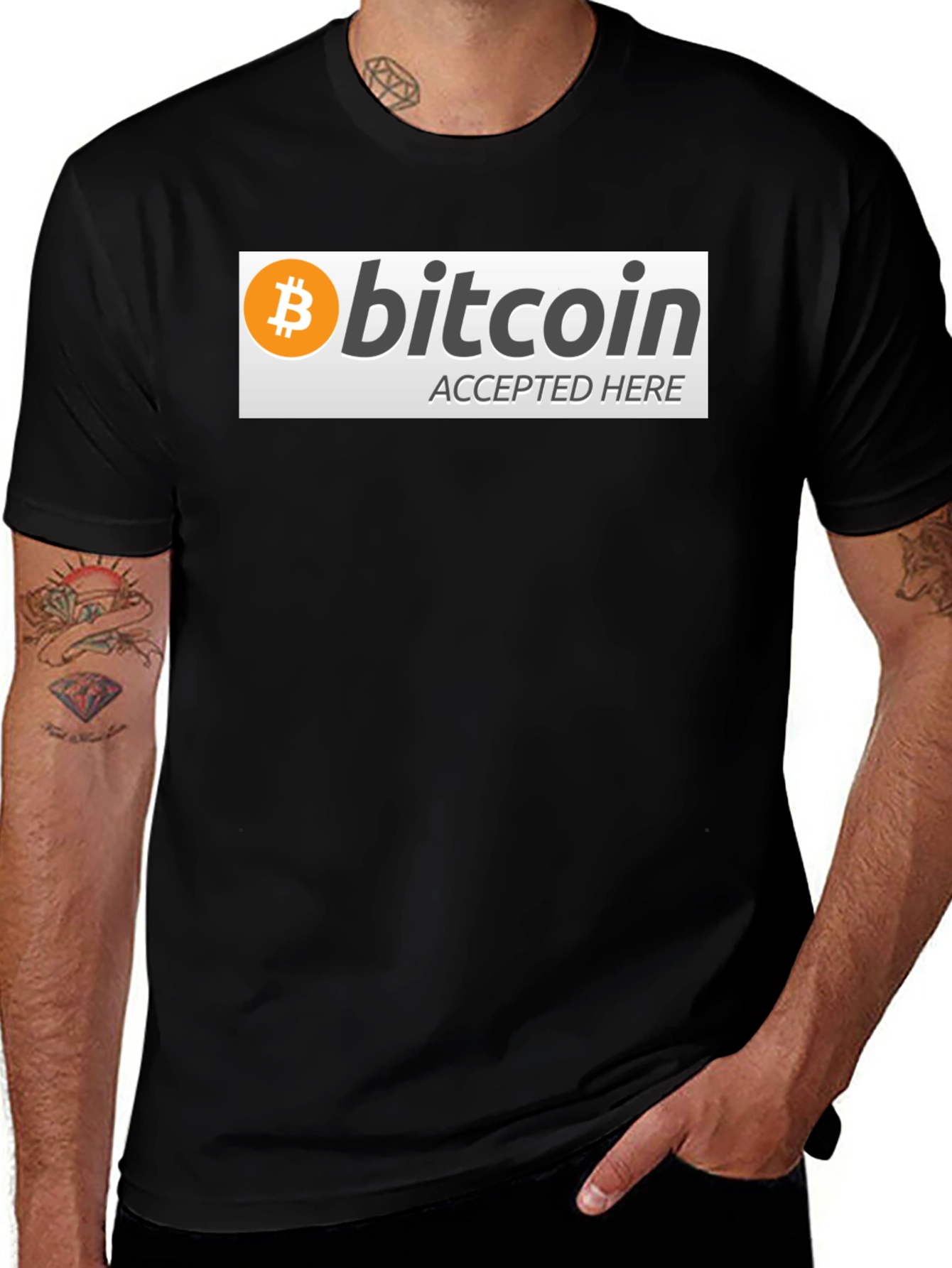 Bitcoin Accepted Here Graphic Tee - Crypto T-Shirt