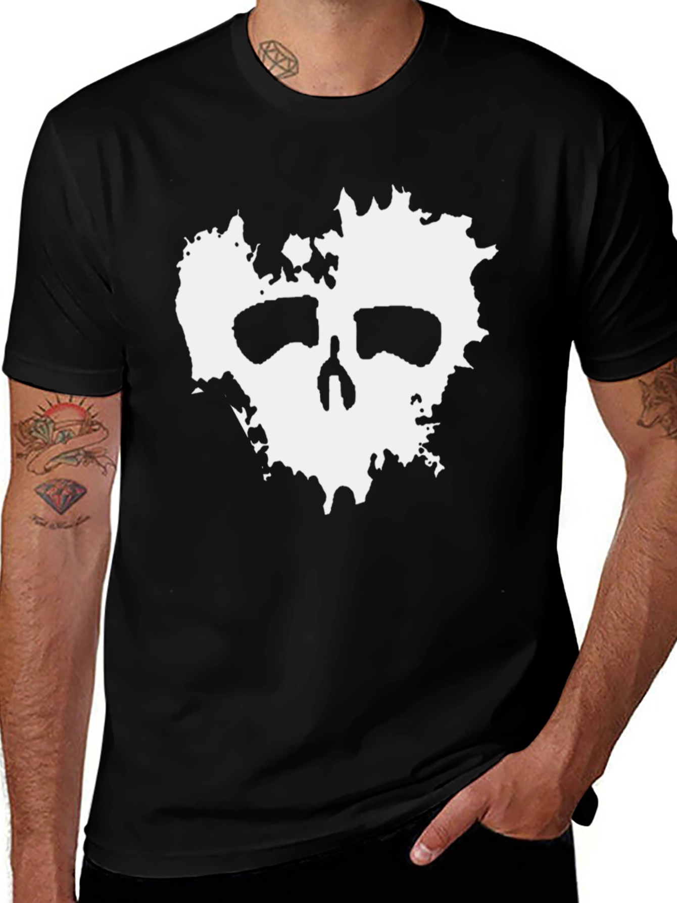 Variant 21 of Abstract Skull Graphic Black T-Shirt