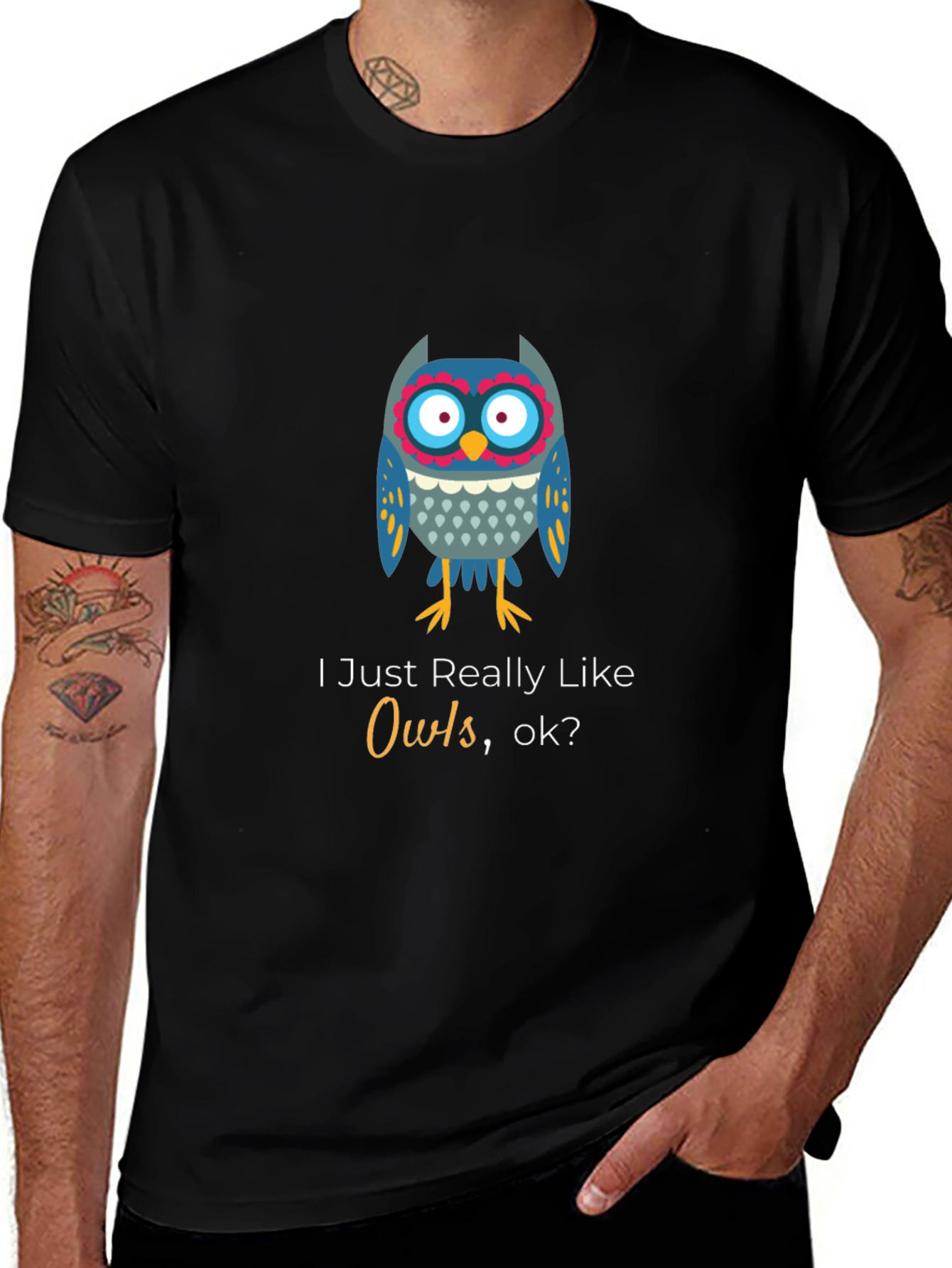 Variant 23 of Owl Lover Black T-Shirt - Unisex Soft Cotton Tee