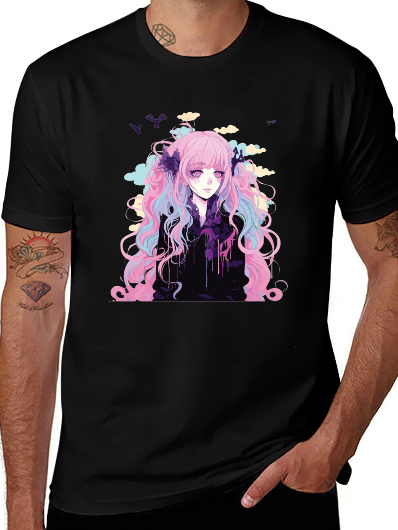 Variant 2 of Anime Girl Graphic T-Shirt - Stylish Black Tee