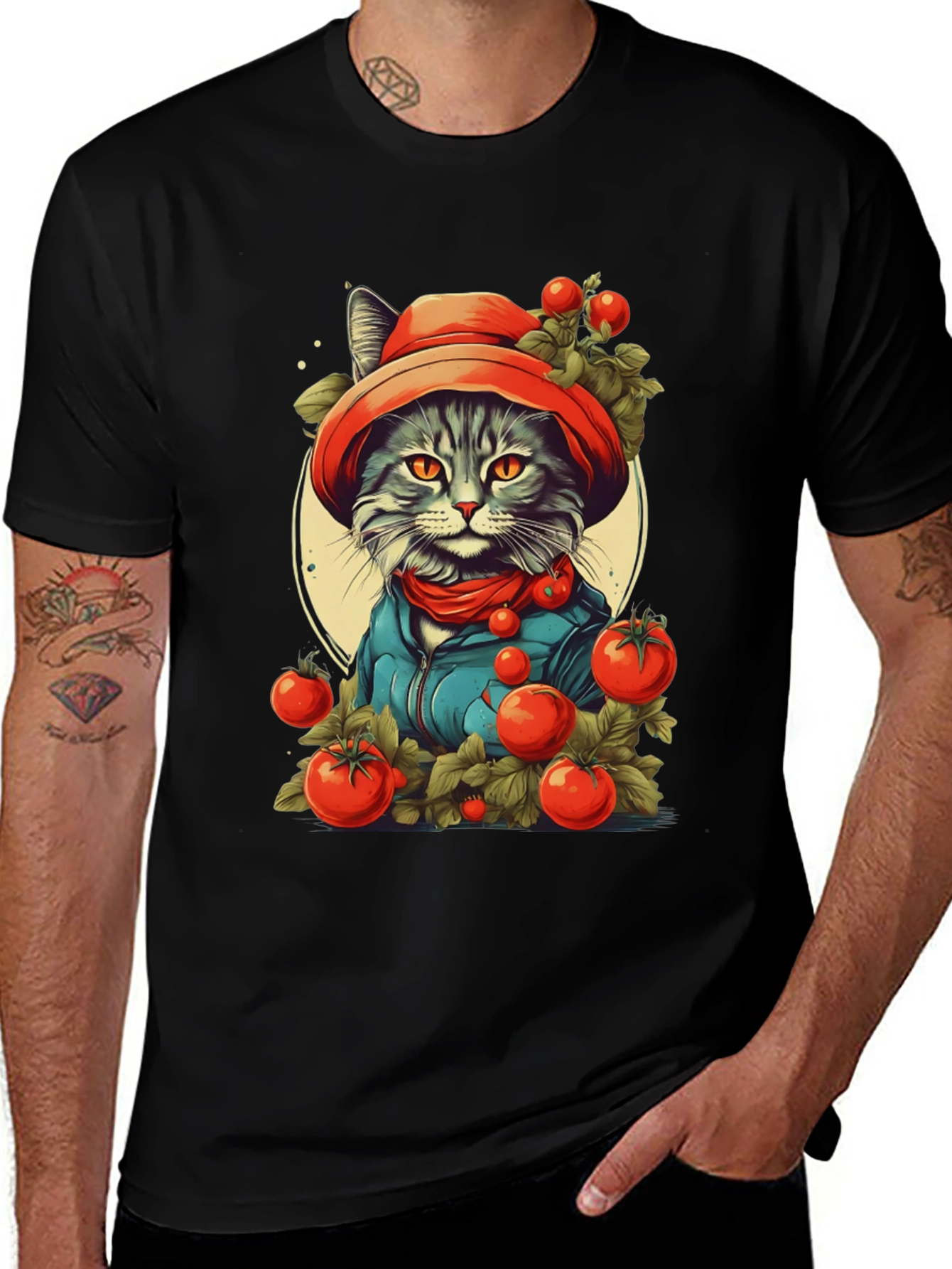 Variant 6 of Tomato Cat T-Shirt - Fun Graphic Tee