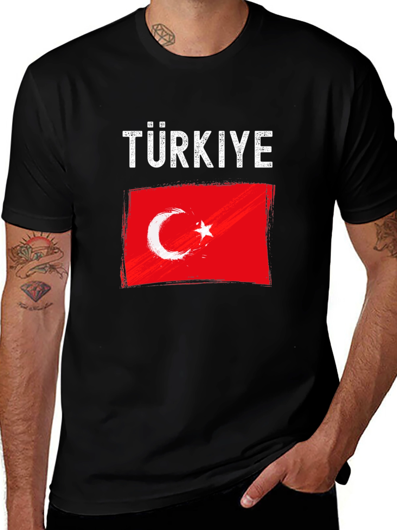 Türkiye Flag Graphic T-Shirt - Distressed Design