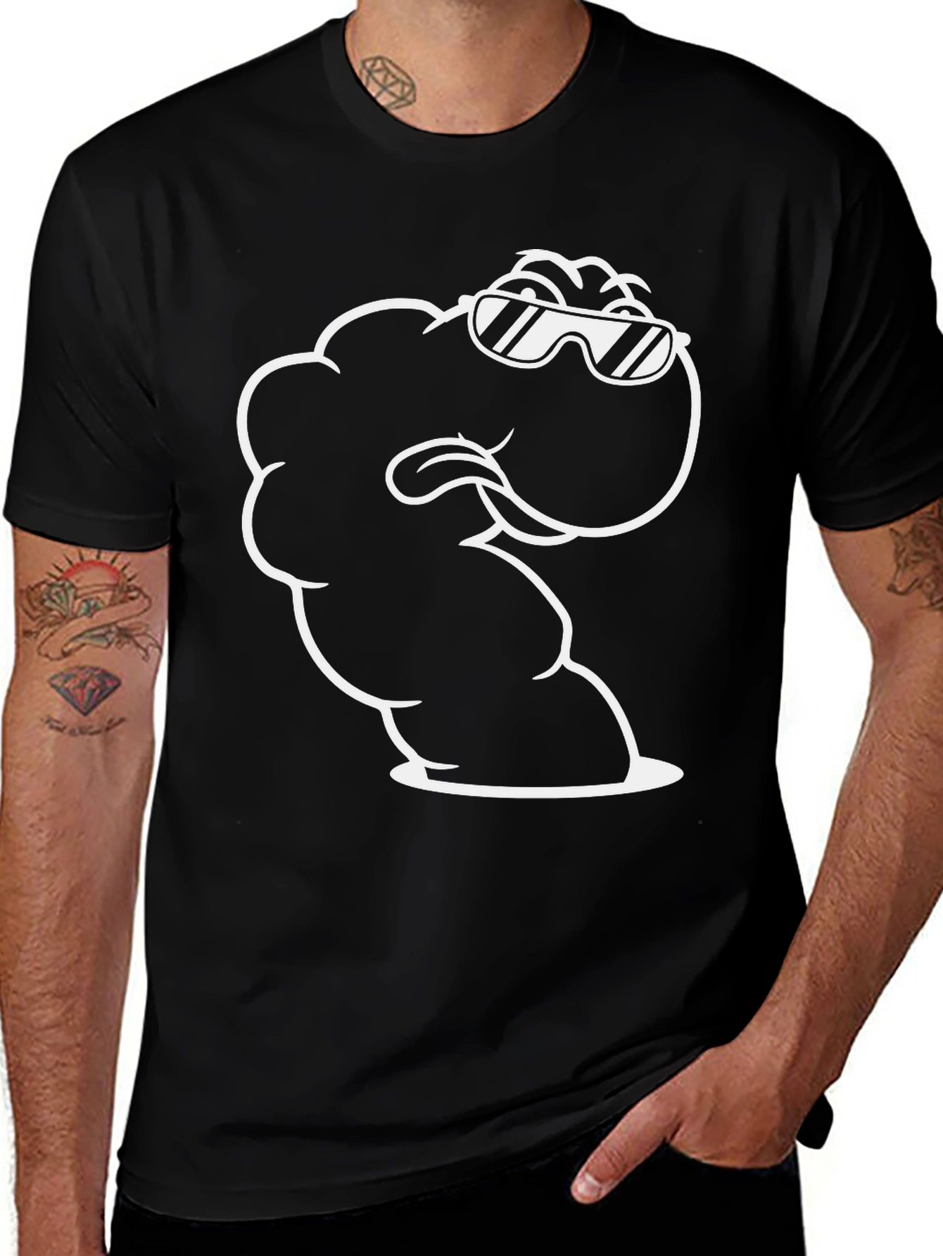 Variant 30 of Cool Cartoon Cloud Graphic Tee - Black T-Shirt