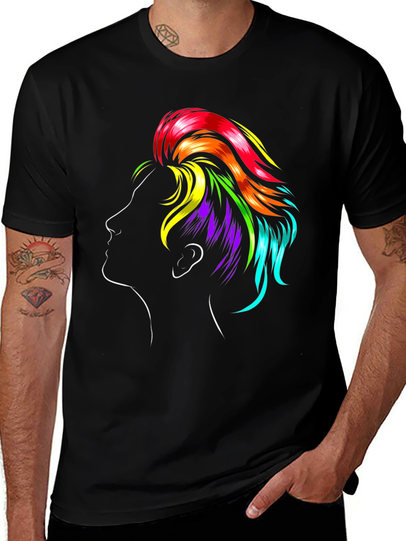 Variant 20 of Rainbow Hair Graphic Black T-Shirt