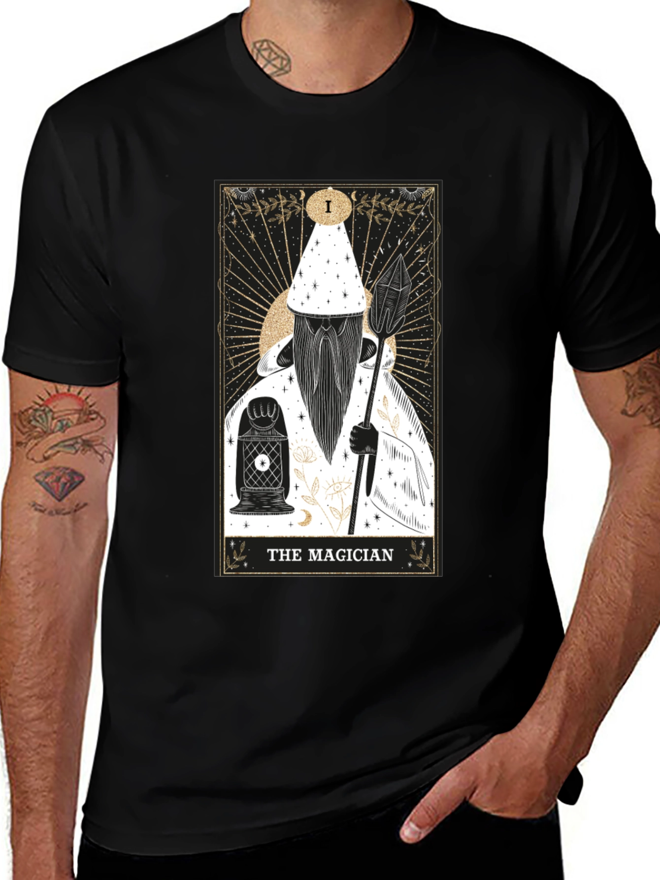 Variant 8 of The Magician Tarot Card Graphic Tee - Black