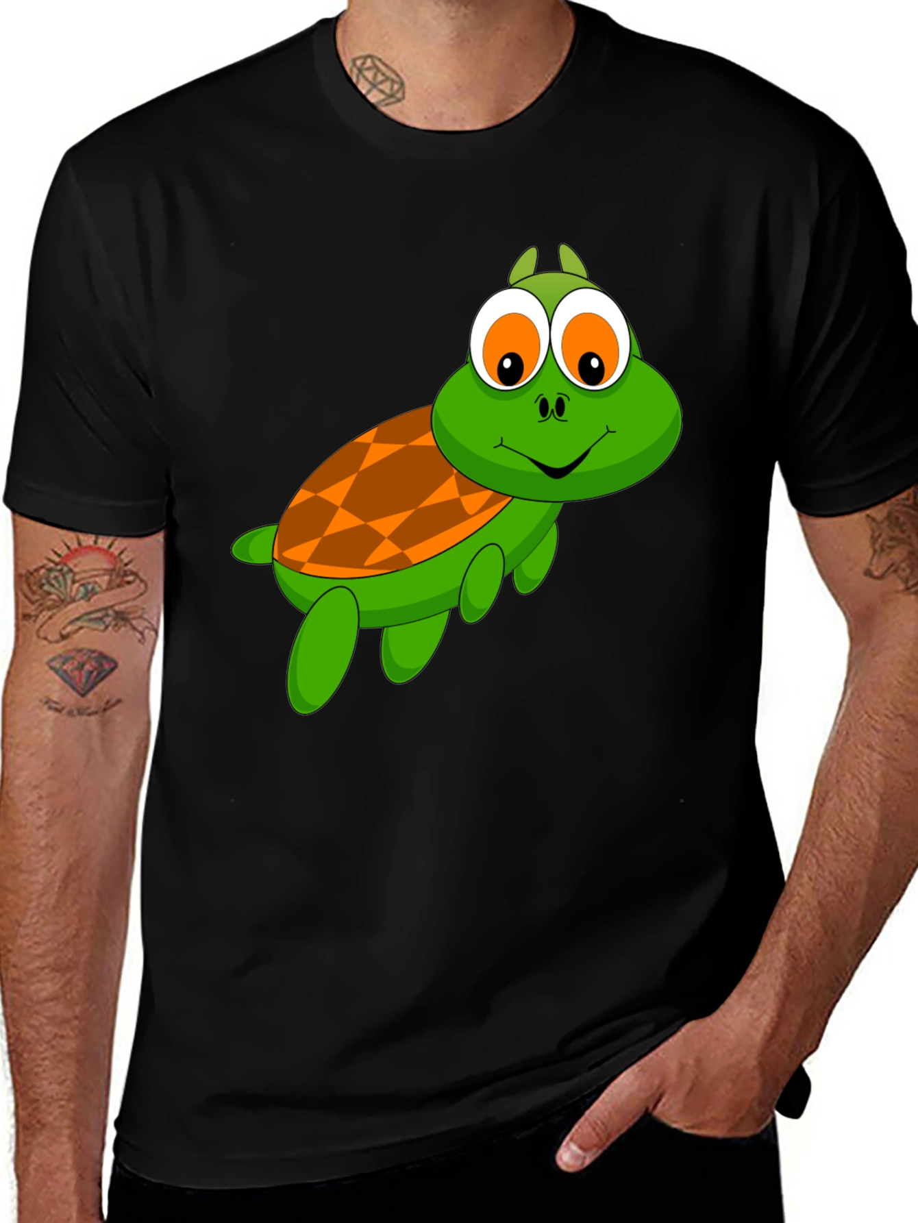 Variant 6 of Turtle Cartoon Black T-Shirt