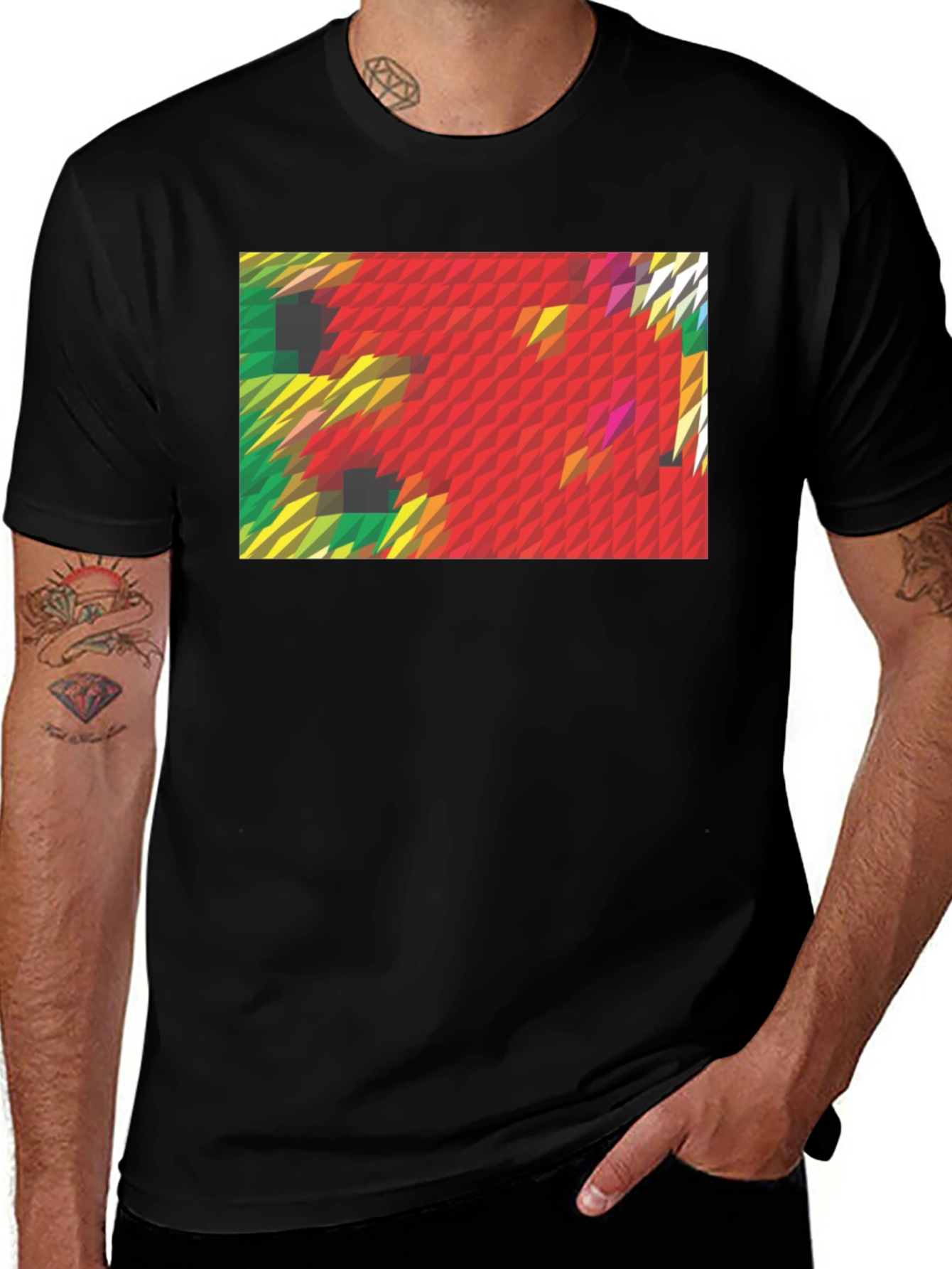 Variant 5 of Abstract Geometric Graphic Print Black T-Shirt