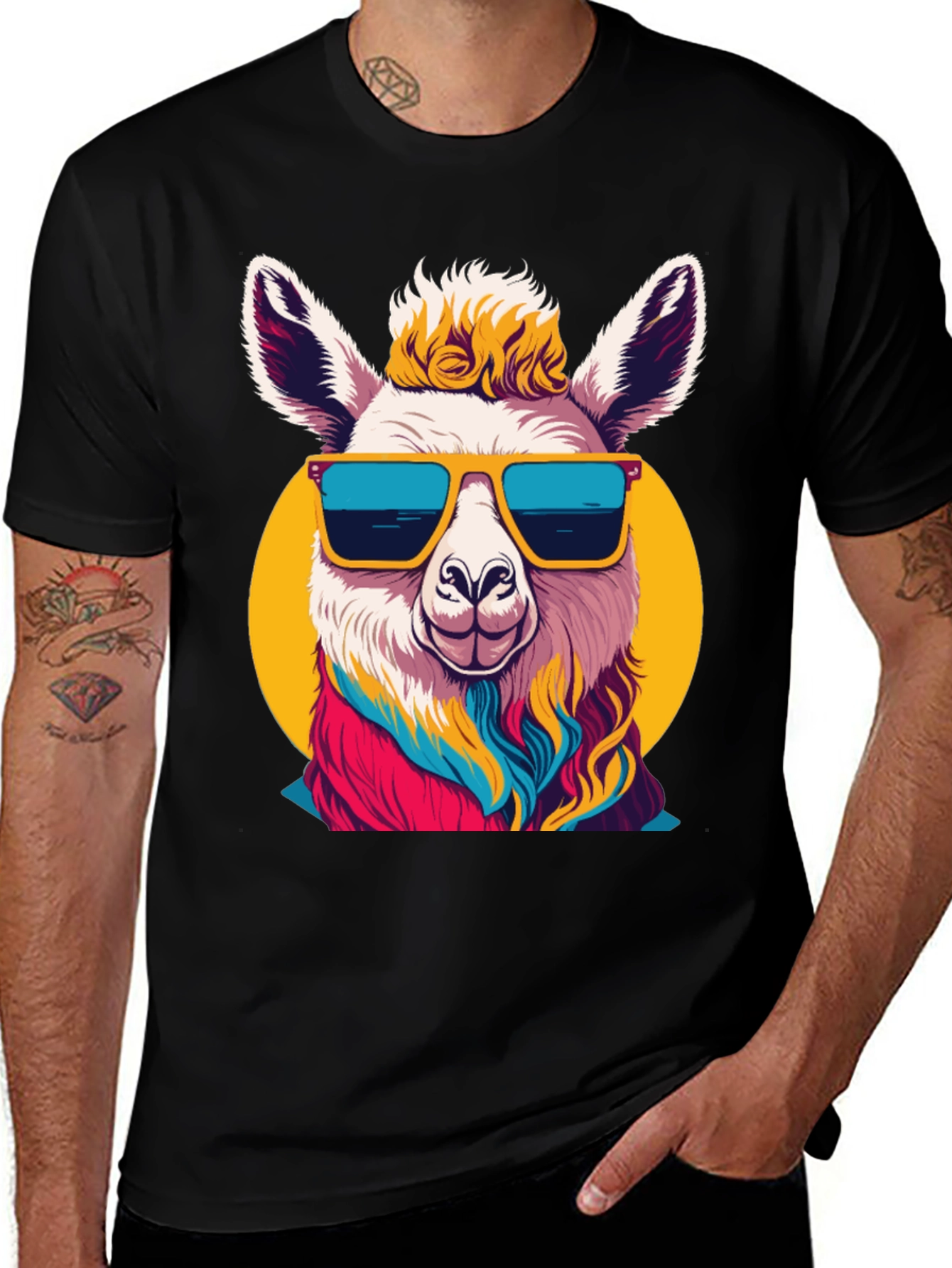 Variant 16 of Cool Llama Graphic Tee - Black T-Shirt