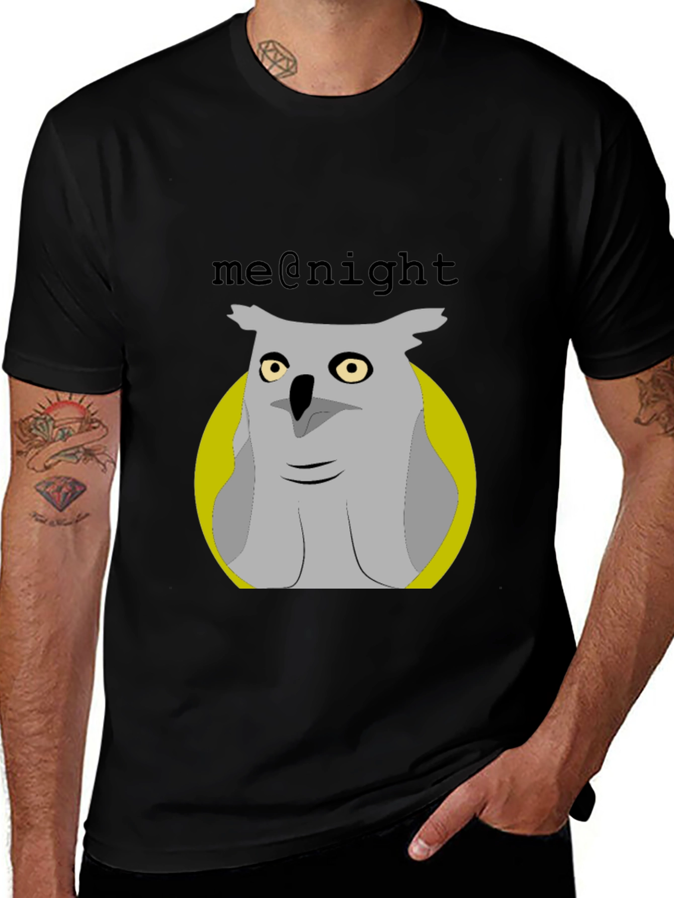 Variant 24 of Me@Night Owl T-Shirt - Black Cotton Tee