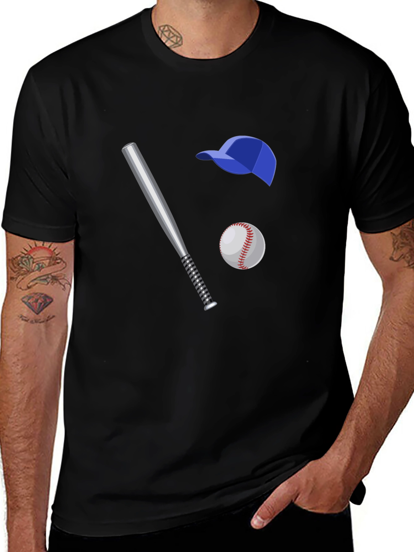 Variant 23 of Baseball Fan T-Shirt: Bat, Ball, and Cap Graphic Tee