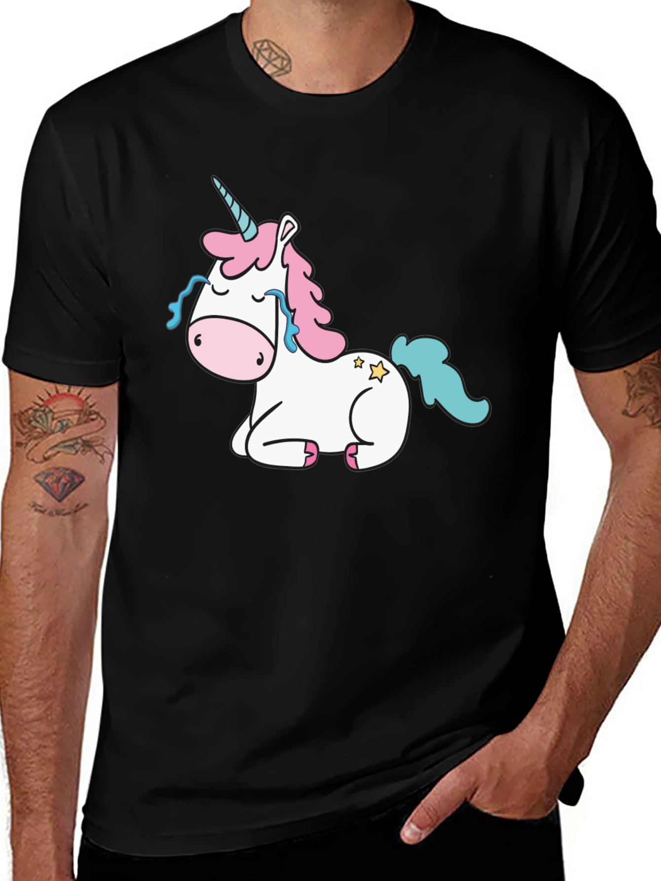 Variant 19 of Unicorn Graphic Tee - Black Cotton T-Shirt
