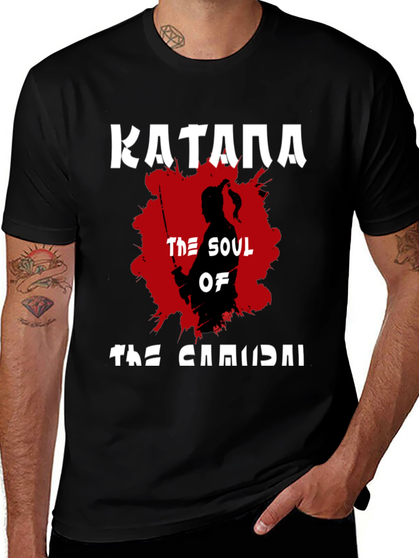 Variant 4 of Katana Samurai Graphic T-Shirt - Black