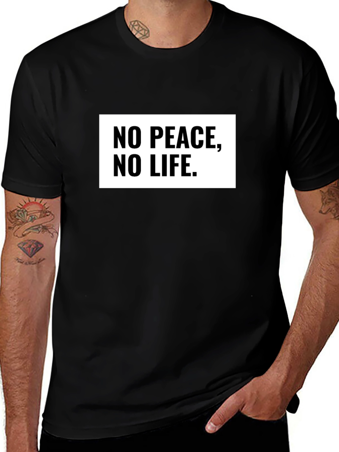 Variant 7 of No Peace No Life Graphic Tee - Black