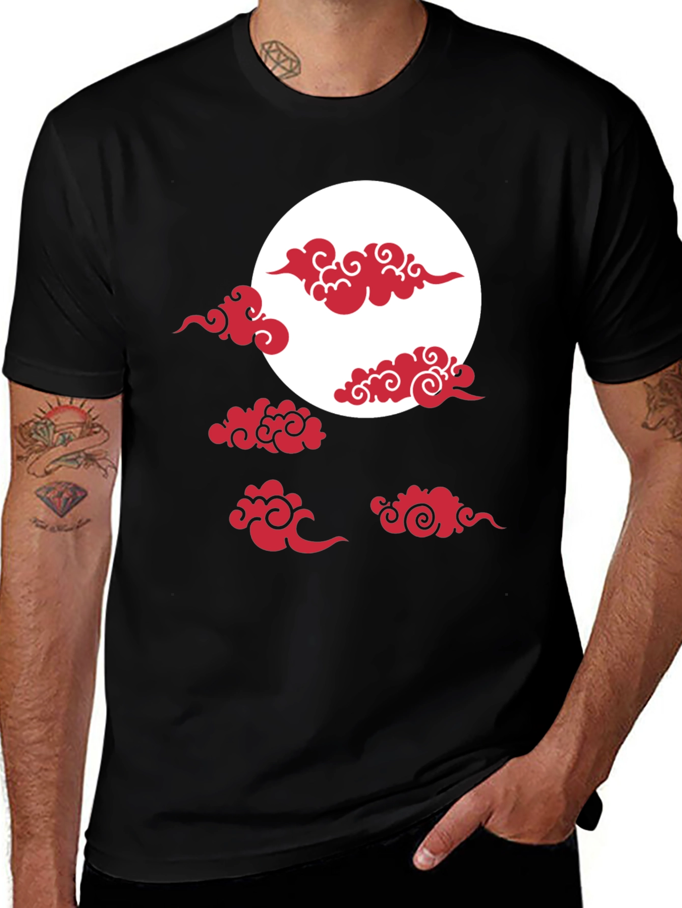 Variant 13 of Red Cloud Design Black T-Shirt
