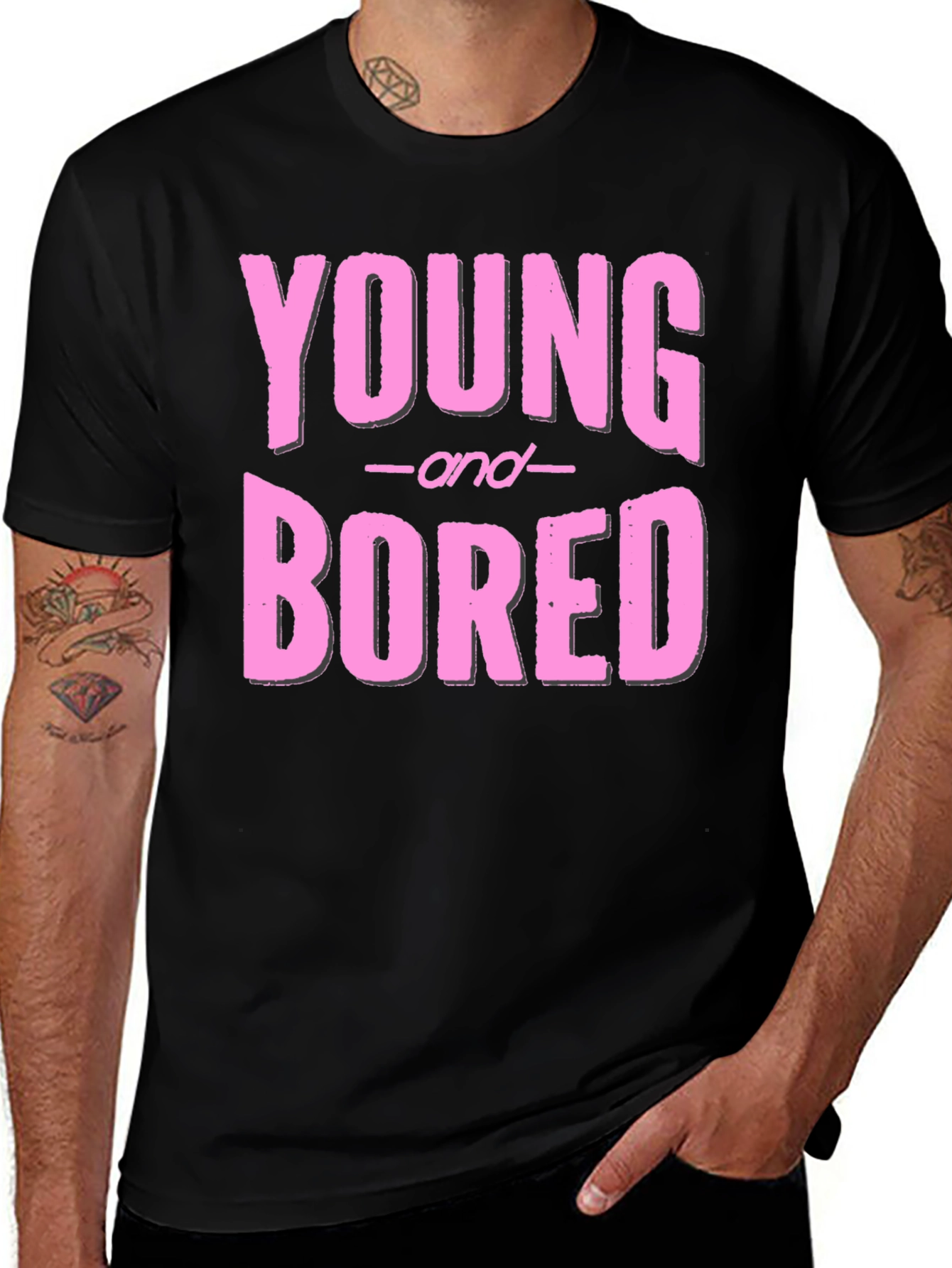 Variant 14 of Young and Bored Graphic Tee - Trendy Black T-Shirt