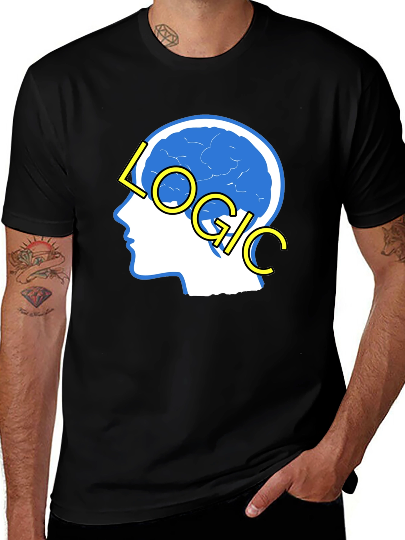 Variant 11 of Logic Brain Tee - Smart Design Black T-Shirt