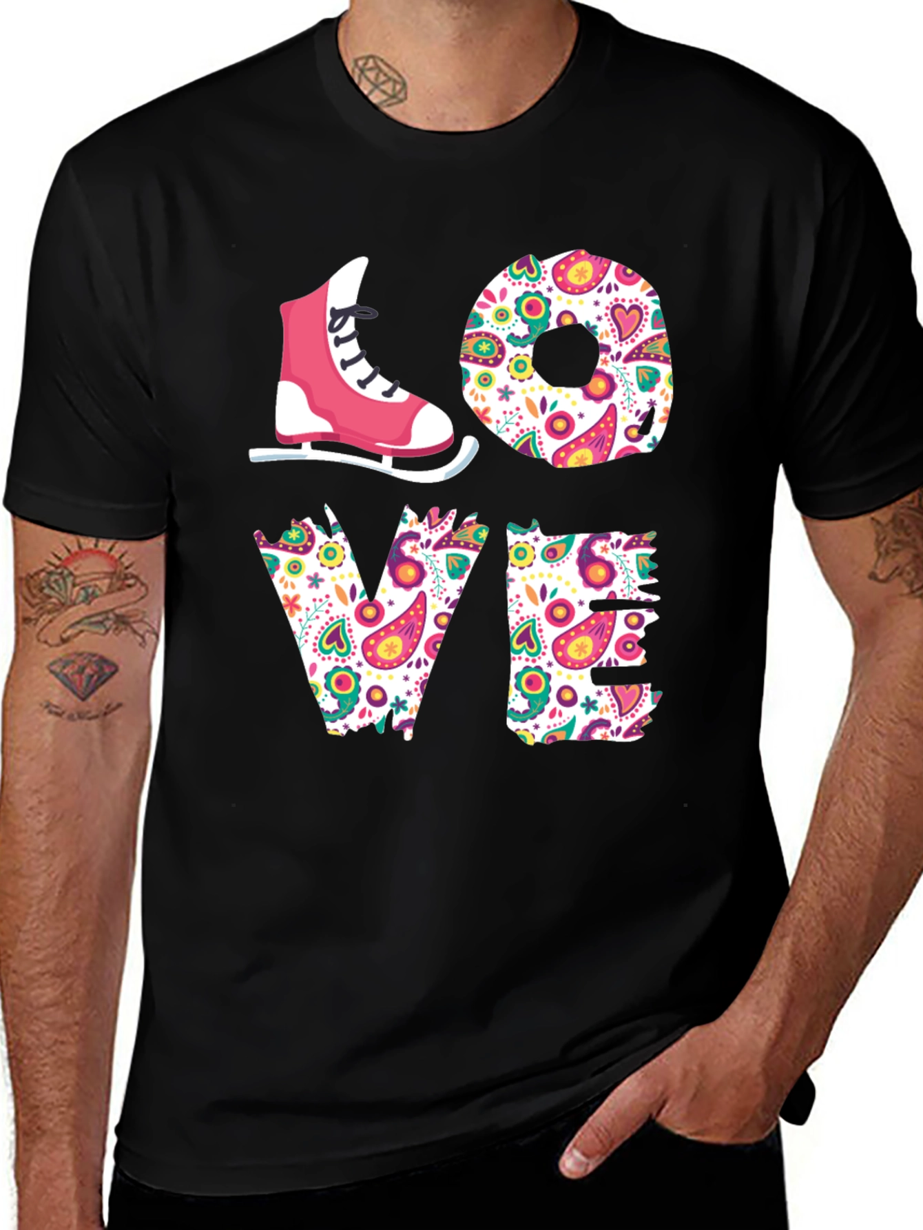 Variant 11 of LOVE Ice Skating T-Shirt - Floral Design