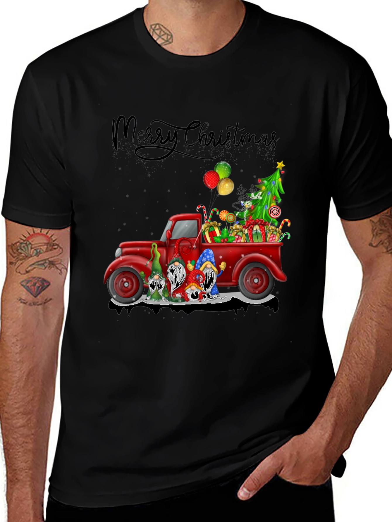 Variant 7 of Christmas Gnomes Truck Graphic Tee