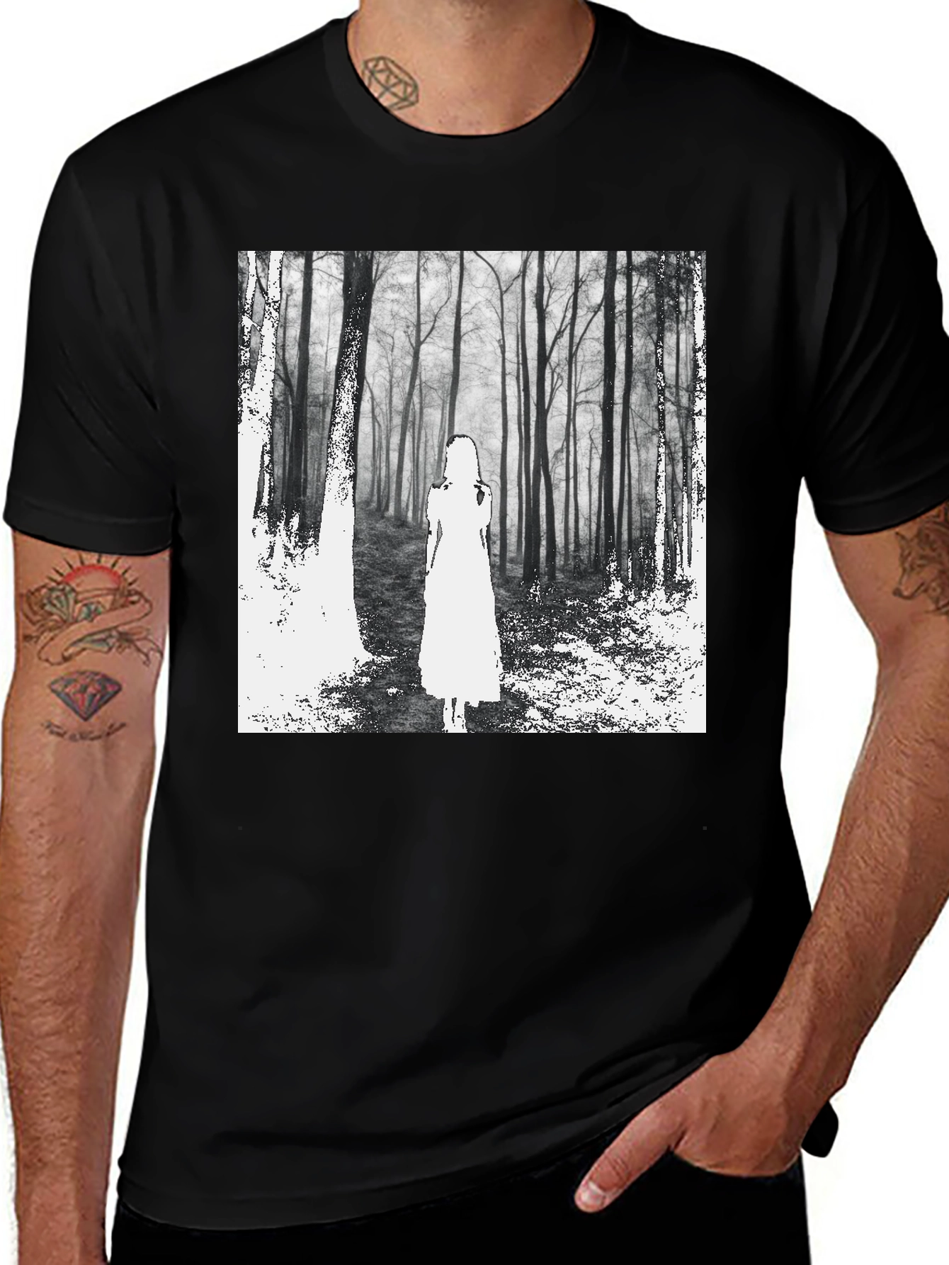 Variant 21 of Mystic Forest Graphic Tee - Black Unisex T-Shirt