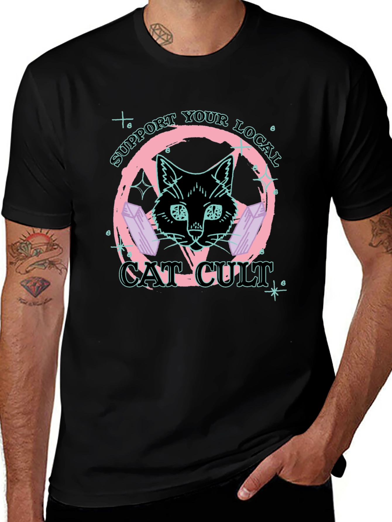 Variant 4 of Support Your Local Cat Cult T-Shirt