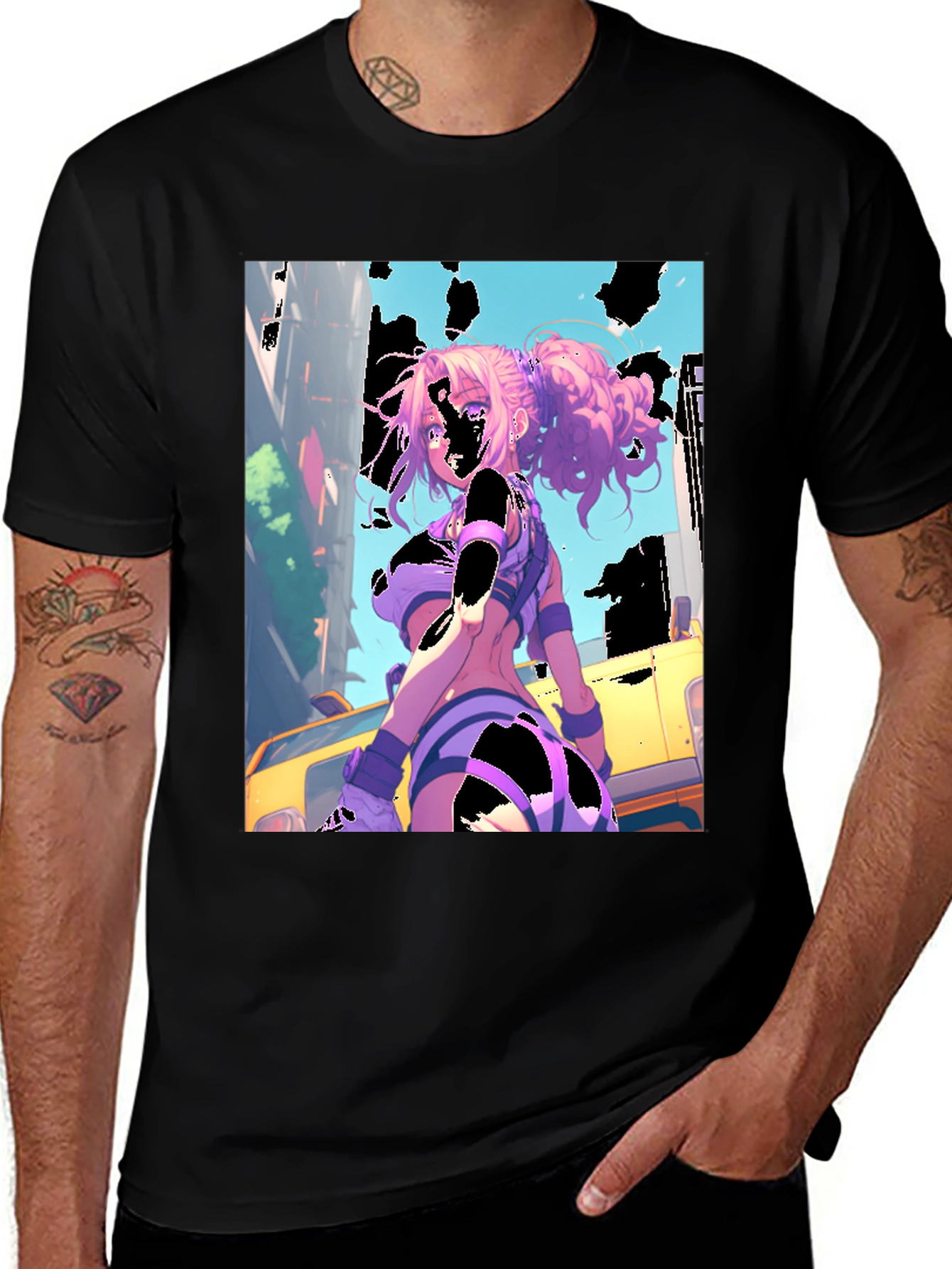 Variant 22 of Anime Girl Graphic Black T-Shirt