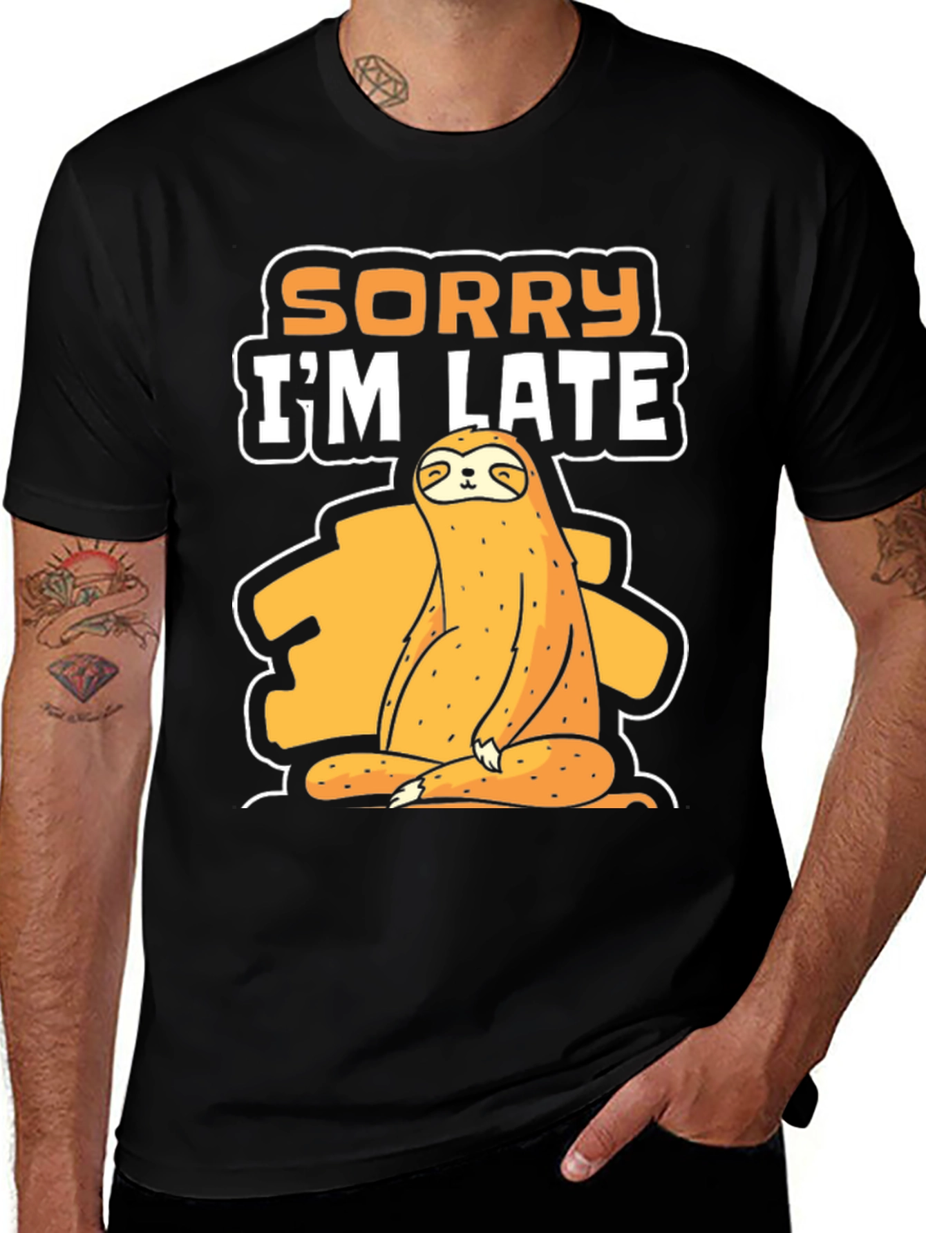 Variant 15 of Sorry I'm Late Sloth Graphic Tee - Funny & Comfortable!