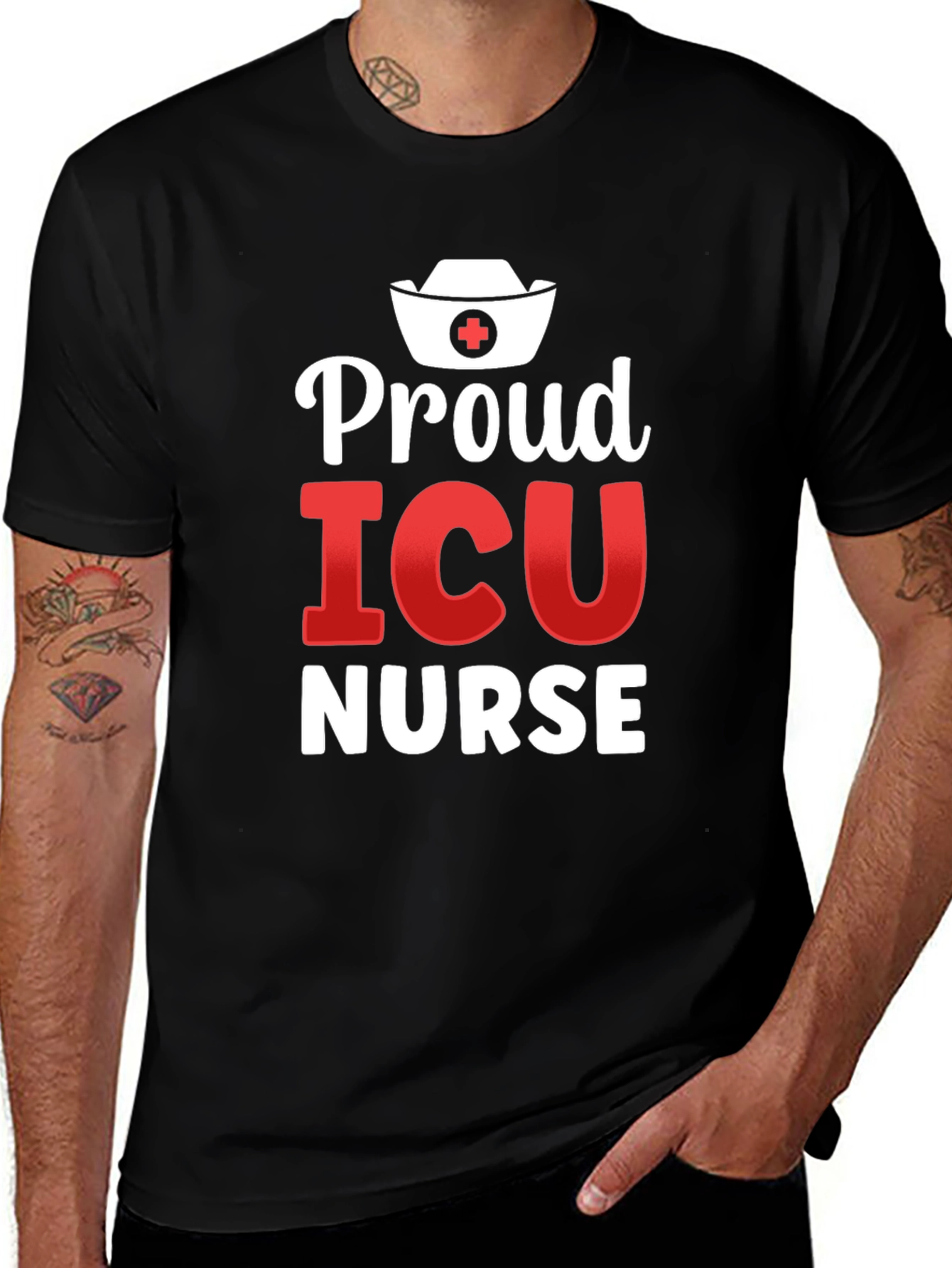 Proud ICU Nurse Graphic T-Shirt - Black