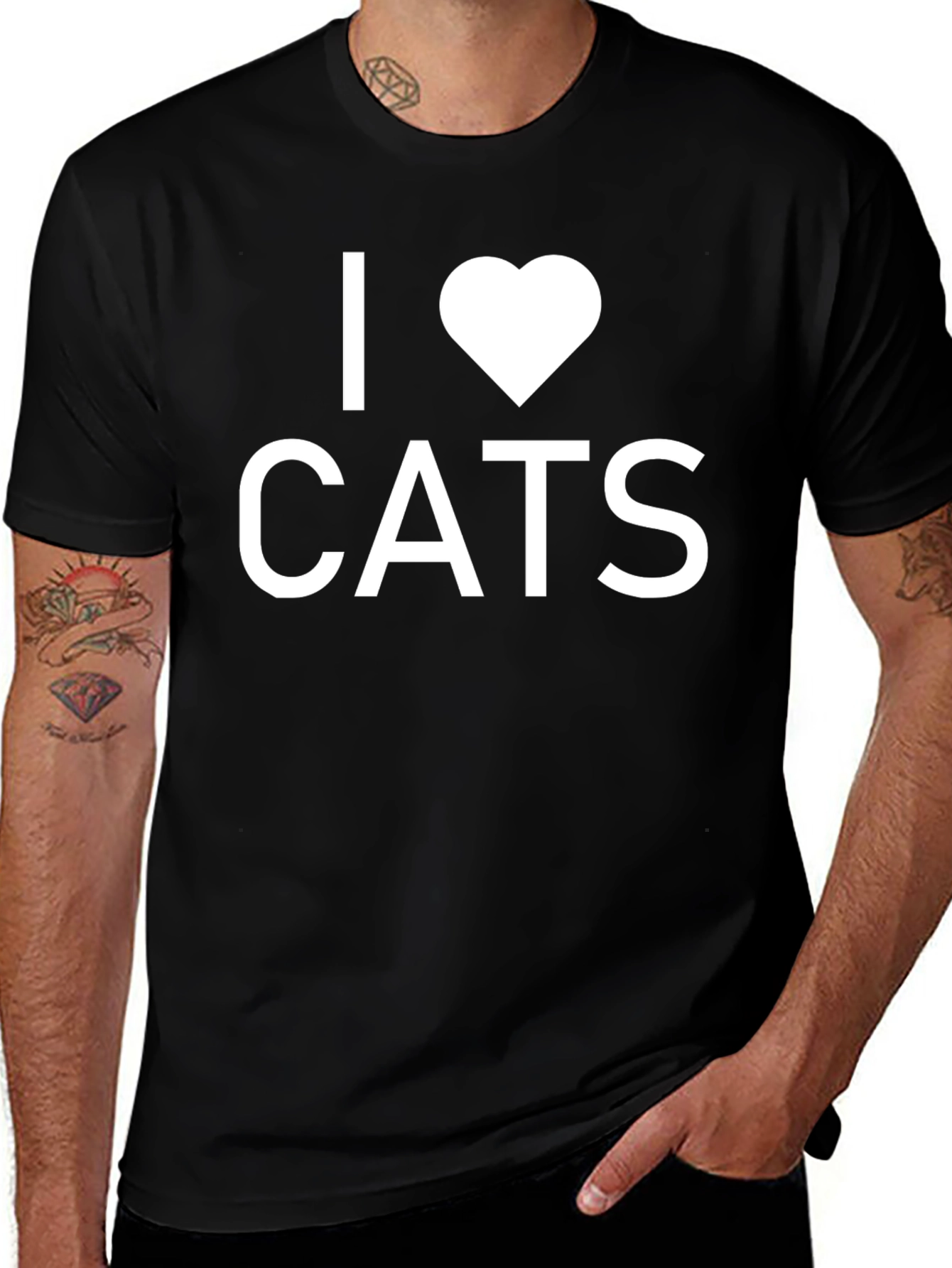 Variant 24 of I Heart Cats Black T-Shirt - Unisex Design
