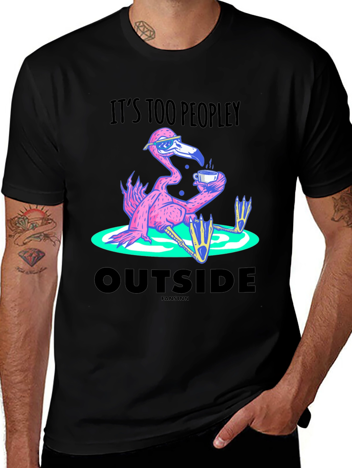 Variant 12 of It's Too Peopley Outside Flamingo T-Shirt