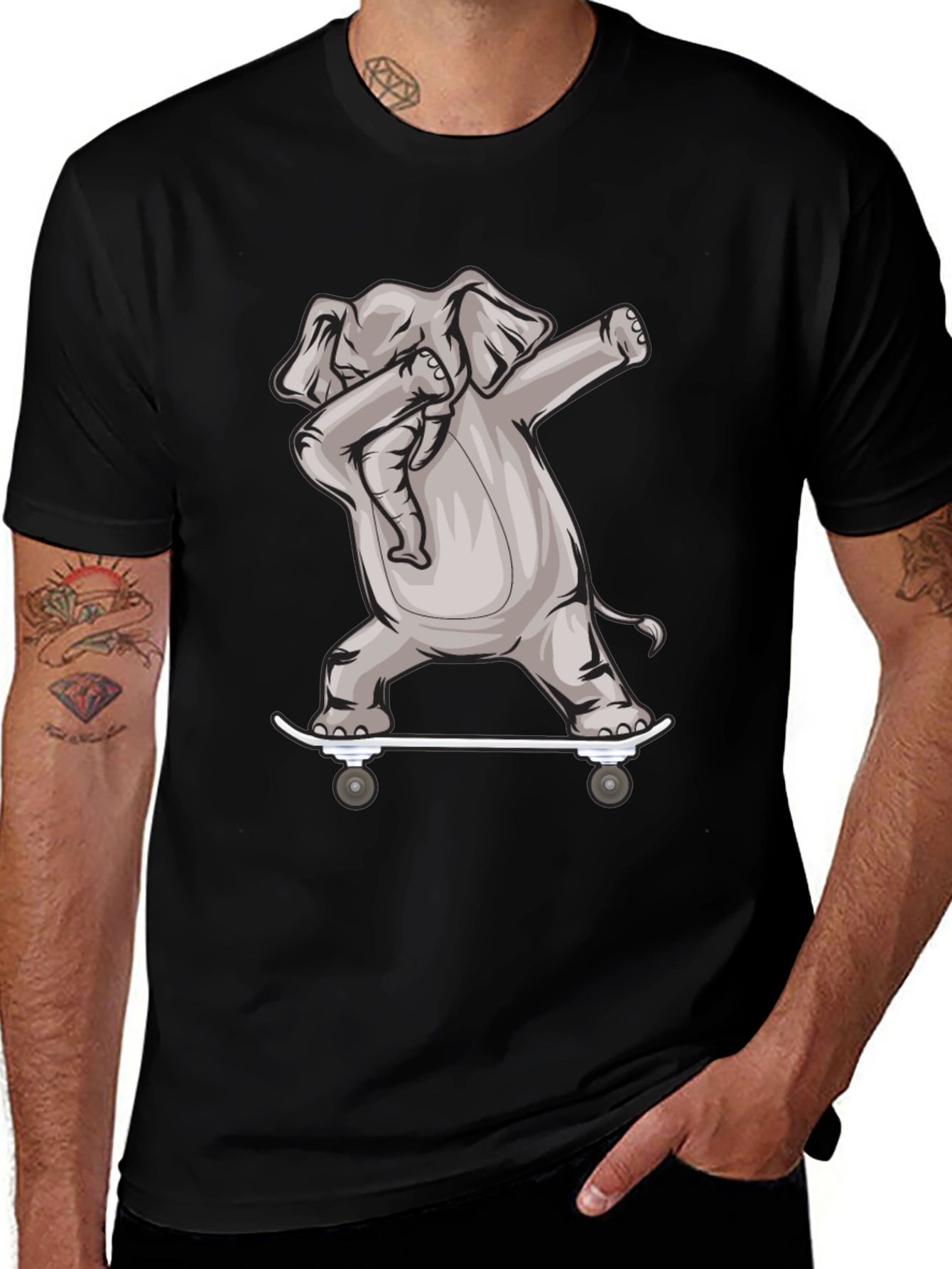 Variant 9 of Elephant Dabbing on Skateboard T-Shirt
