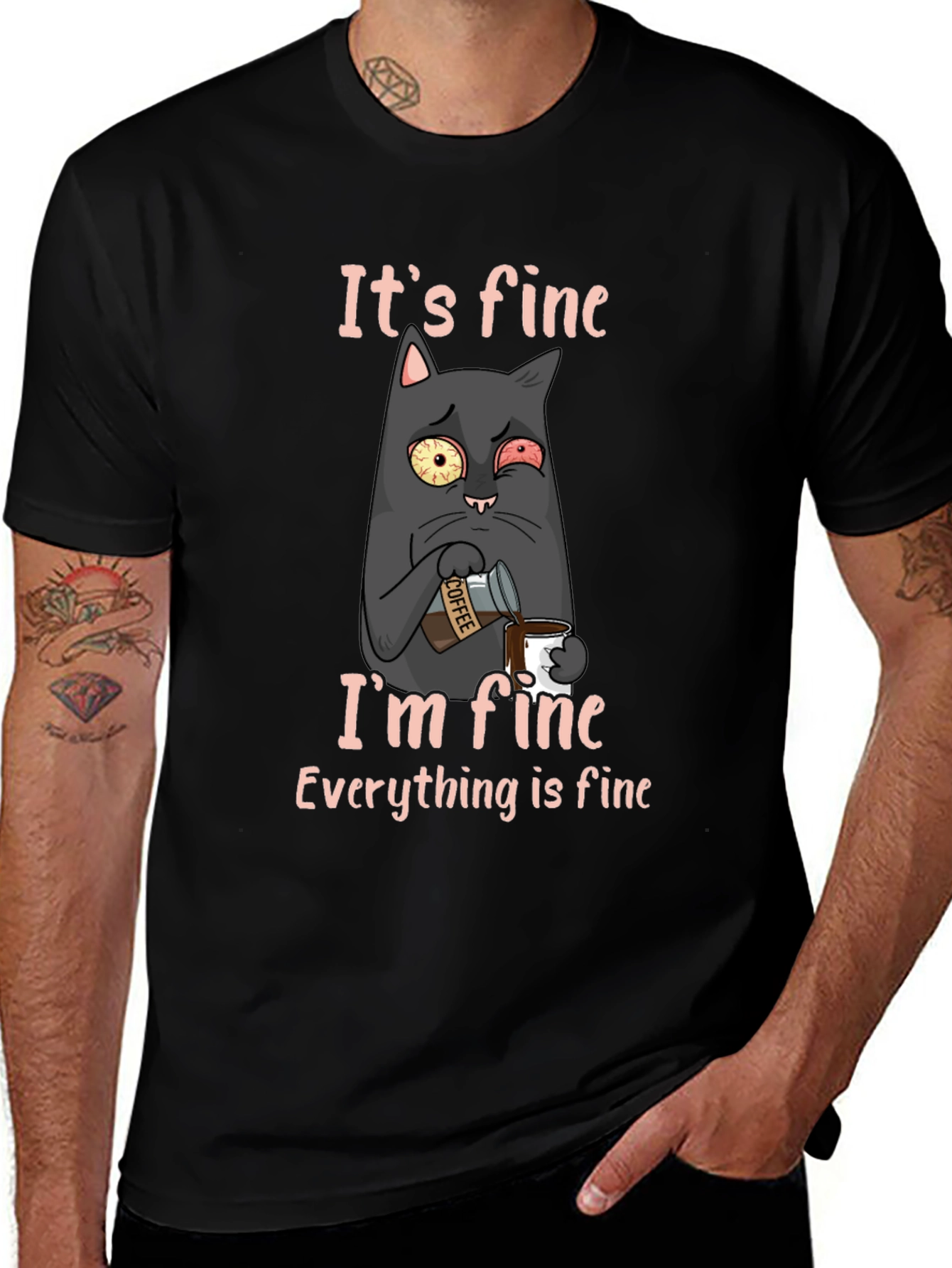Variant 15 of It's Fine Cat T-Shirt - Funny Graphic Tee