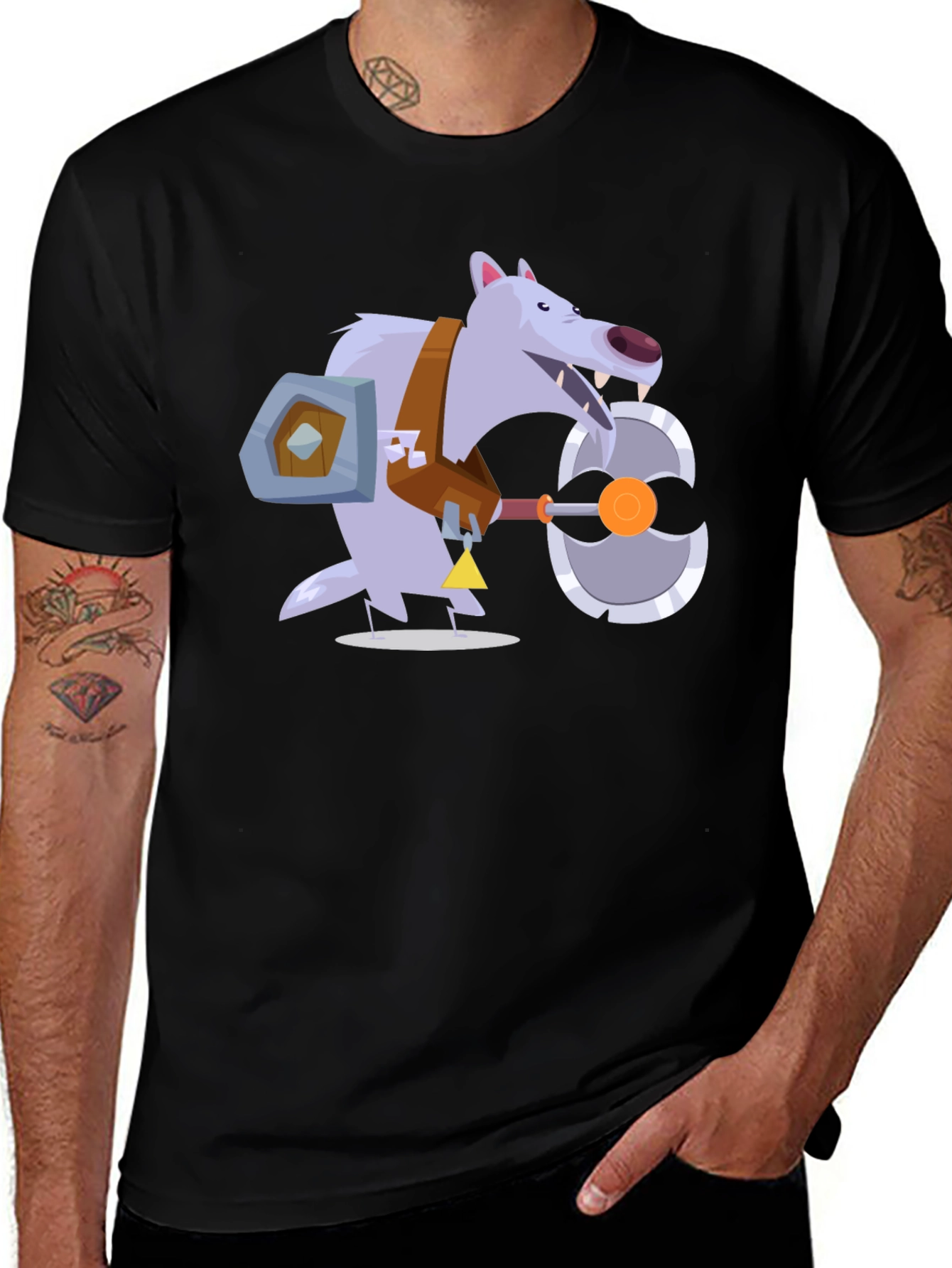 Variant 25 of Cartoon Wolf Warrior Graphic T-Shirt