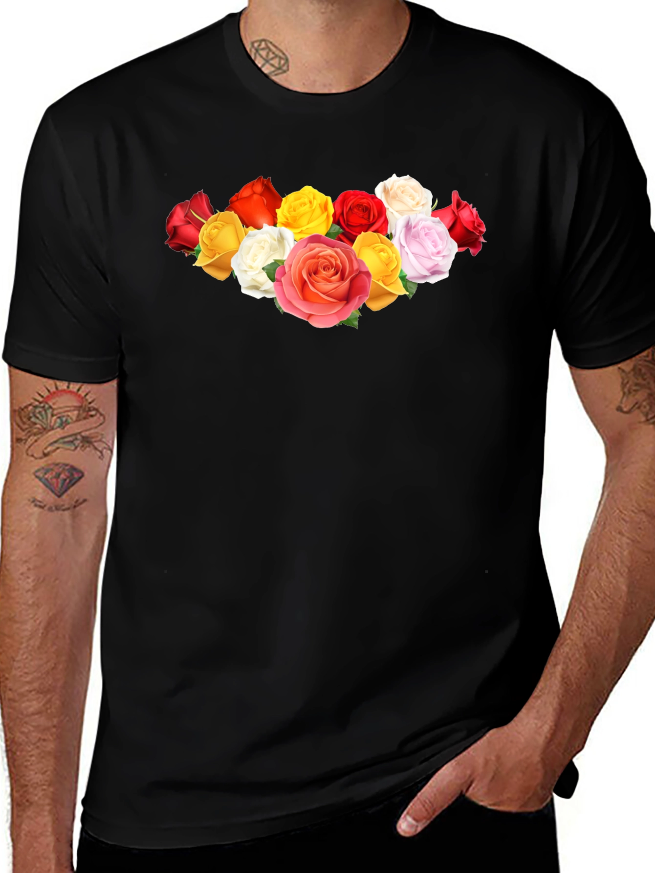 Variant 2 of Floral Rose Graphic Black Tee