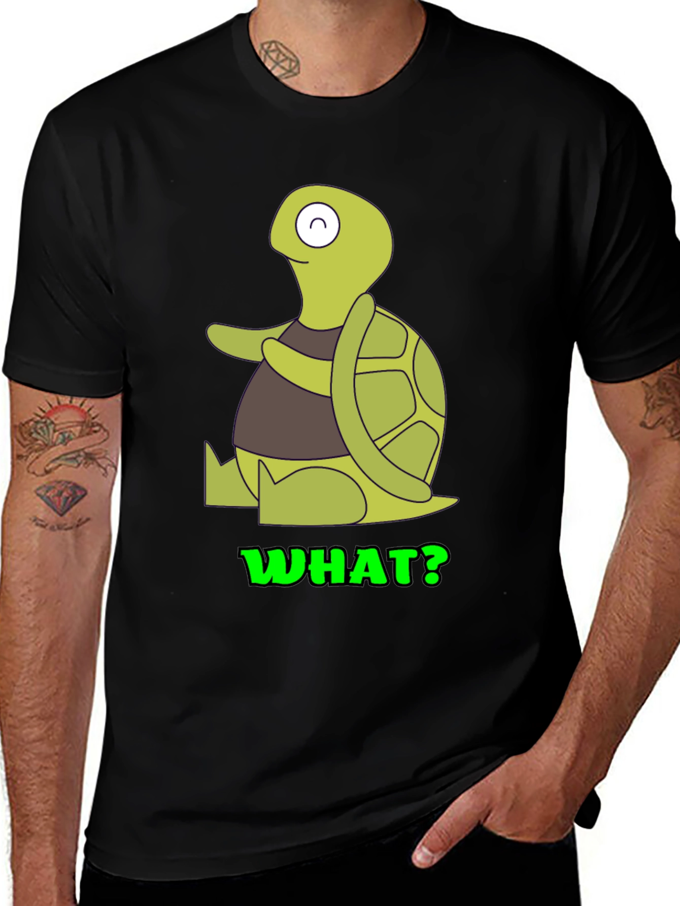 Variant 11 of Turtle Graphic T-Shirt - "What?" Design