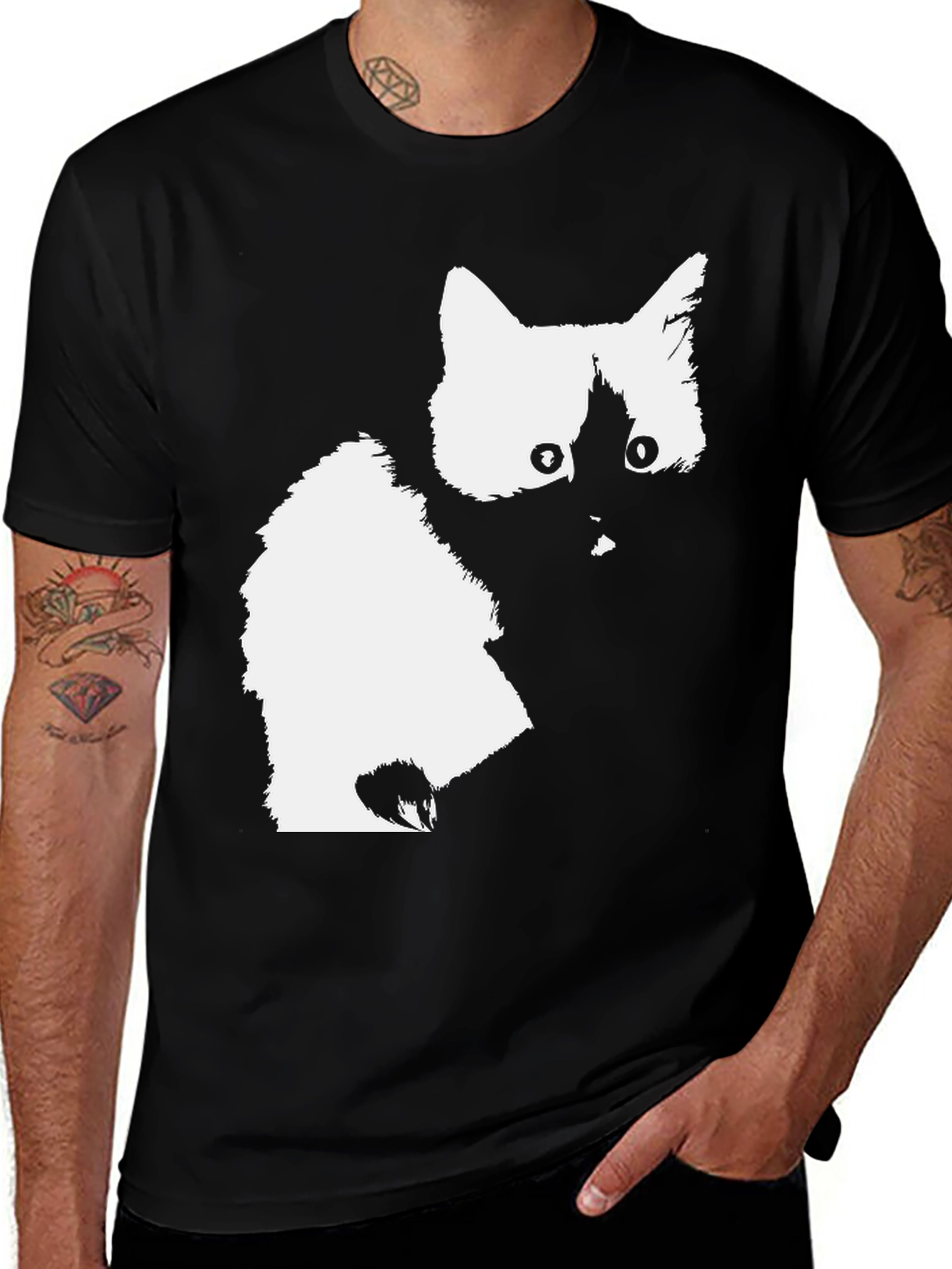 Variant 6 of Cat Silhouette Black T-Shirt