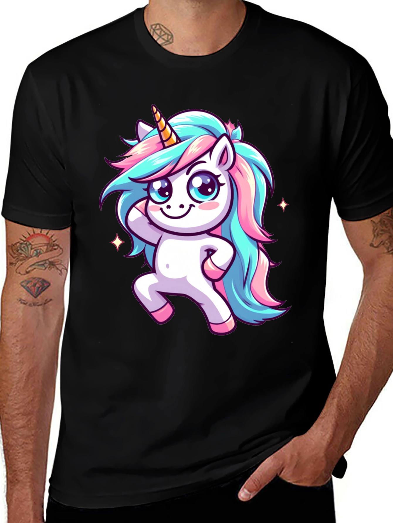 Variant 25 of Unicorn Graphic Black T-Shirt
