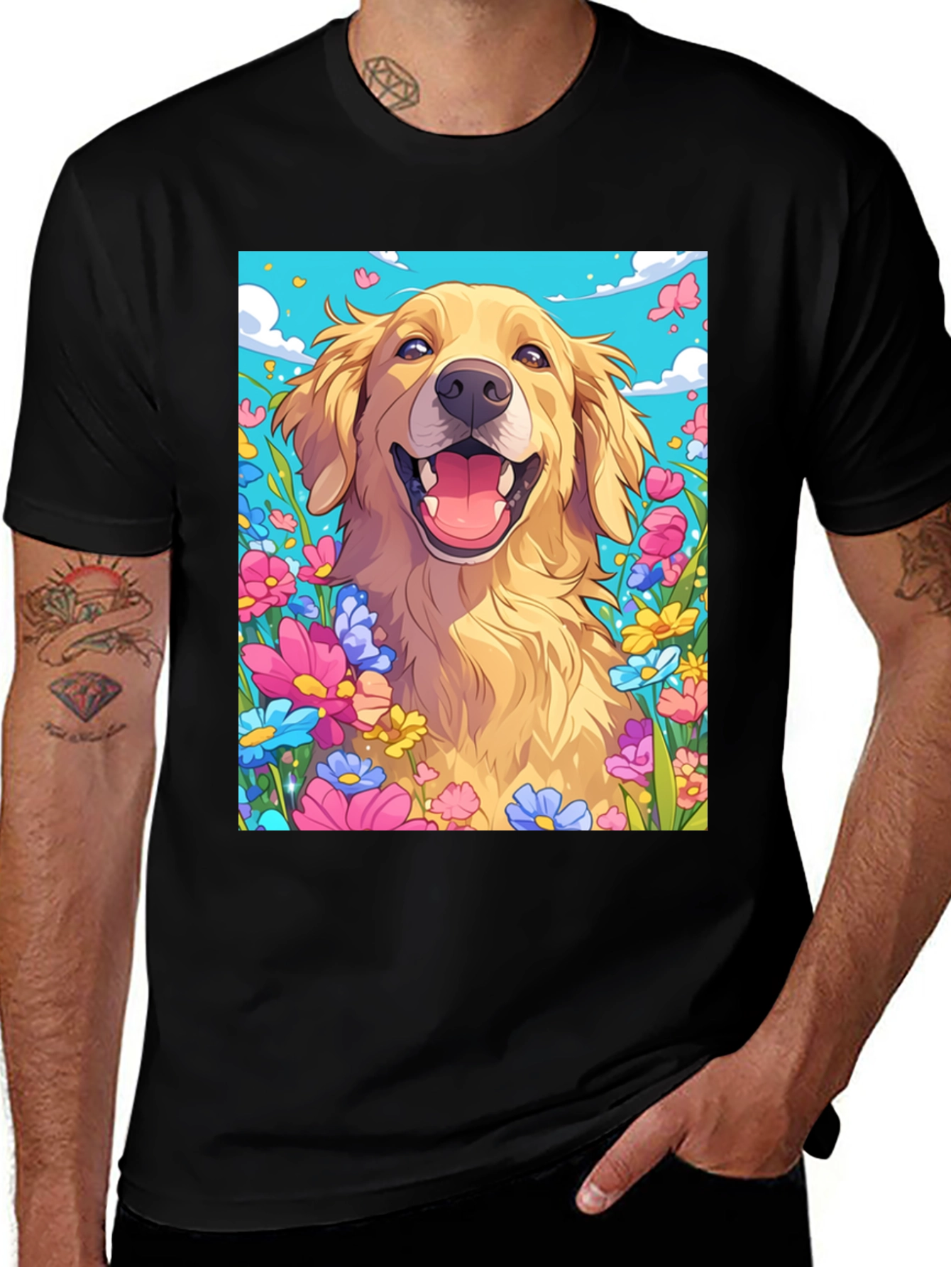 Golden Retriever Flower Power T-Shirt