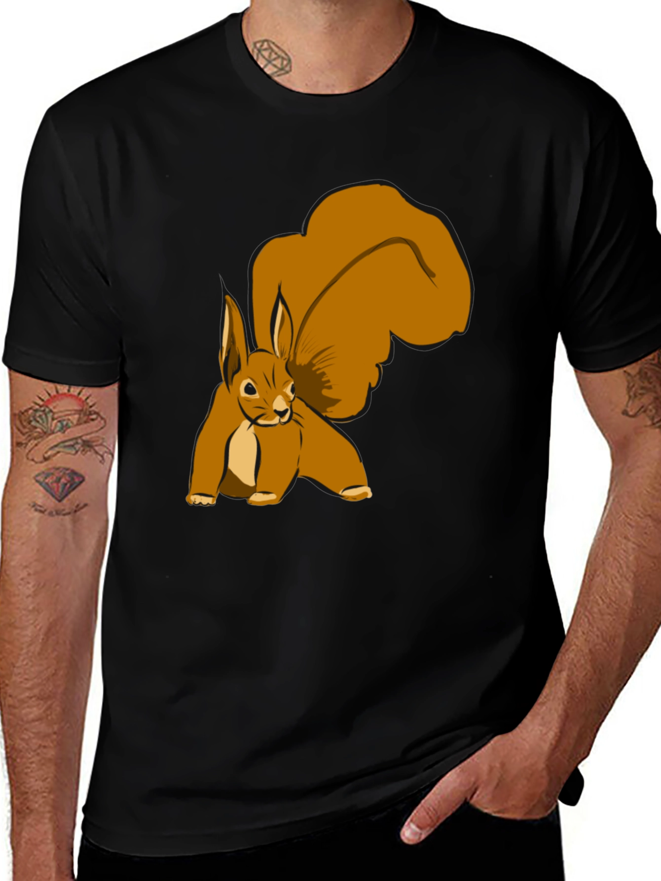 Variant 5 of Squirrel Graphic Tee - Black Cotton T-Shirt