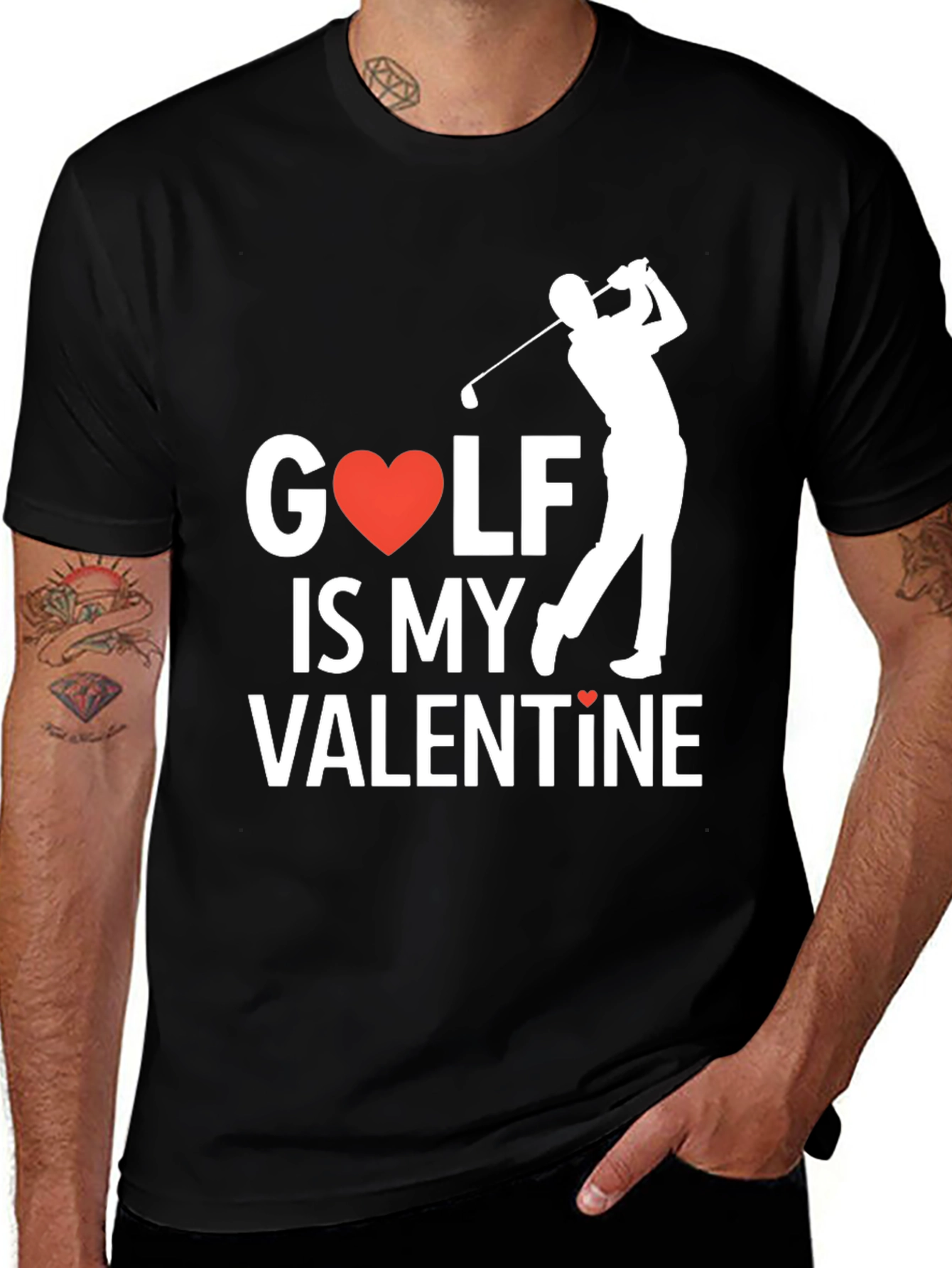 Variant 20 of Golf is My Valentine T-Shirt - Black, Casual Wear