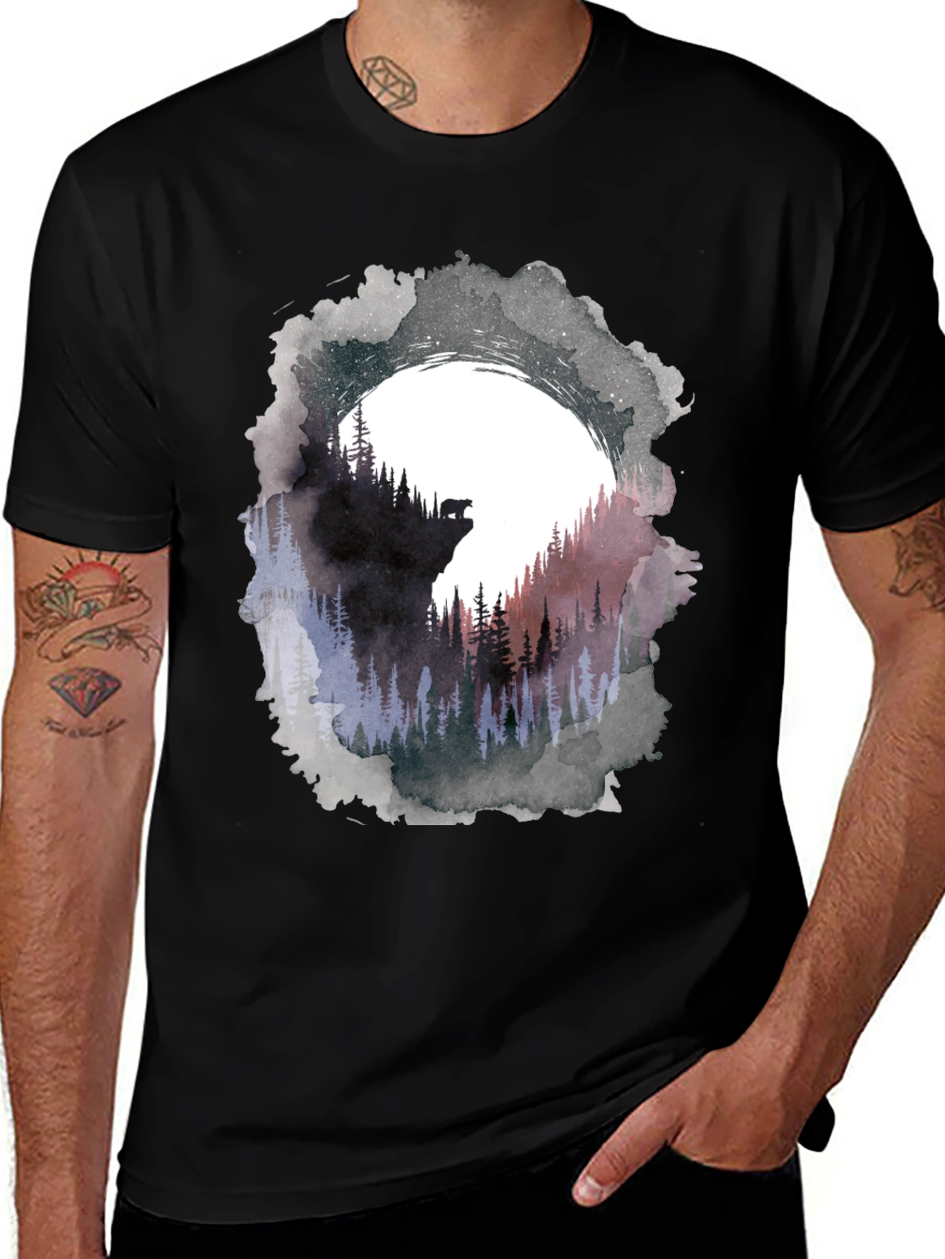 Variant 16 of Watercolor Forest Bear Graphic Tee
